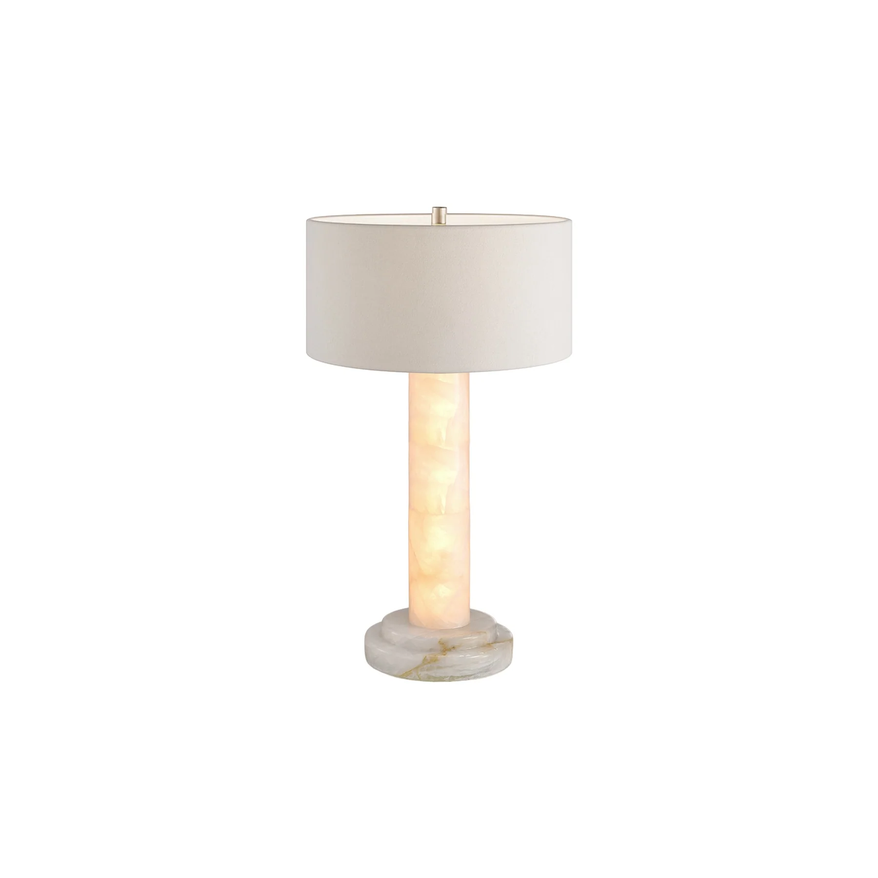 Moorizon Calista Drum 14" × 28" Natural Calcite LED Drum Table Lamp, 2400K Ultra-Warm Dimmable Light, Ideal for Home Décor Users, Designers, Hotels and Boutique Guesthouse Buyers detail image 2