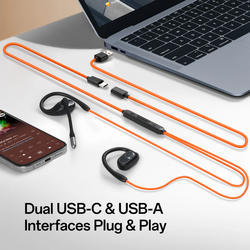 OpenRock Link 10 (New) | Type-C Wired Open-ear Business Headset, 25g Lightweight, 99.2% AI Noise Reduction, 240° Swivel Boom Mic — Ideal for Office Meetings & Customer Service detail image 2