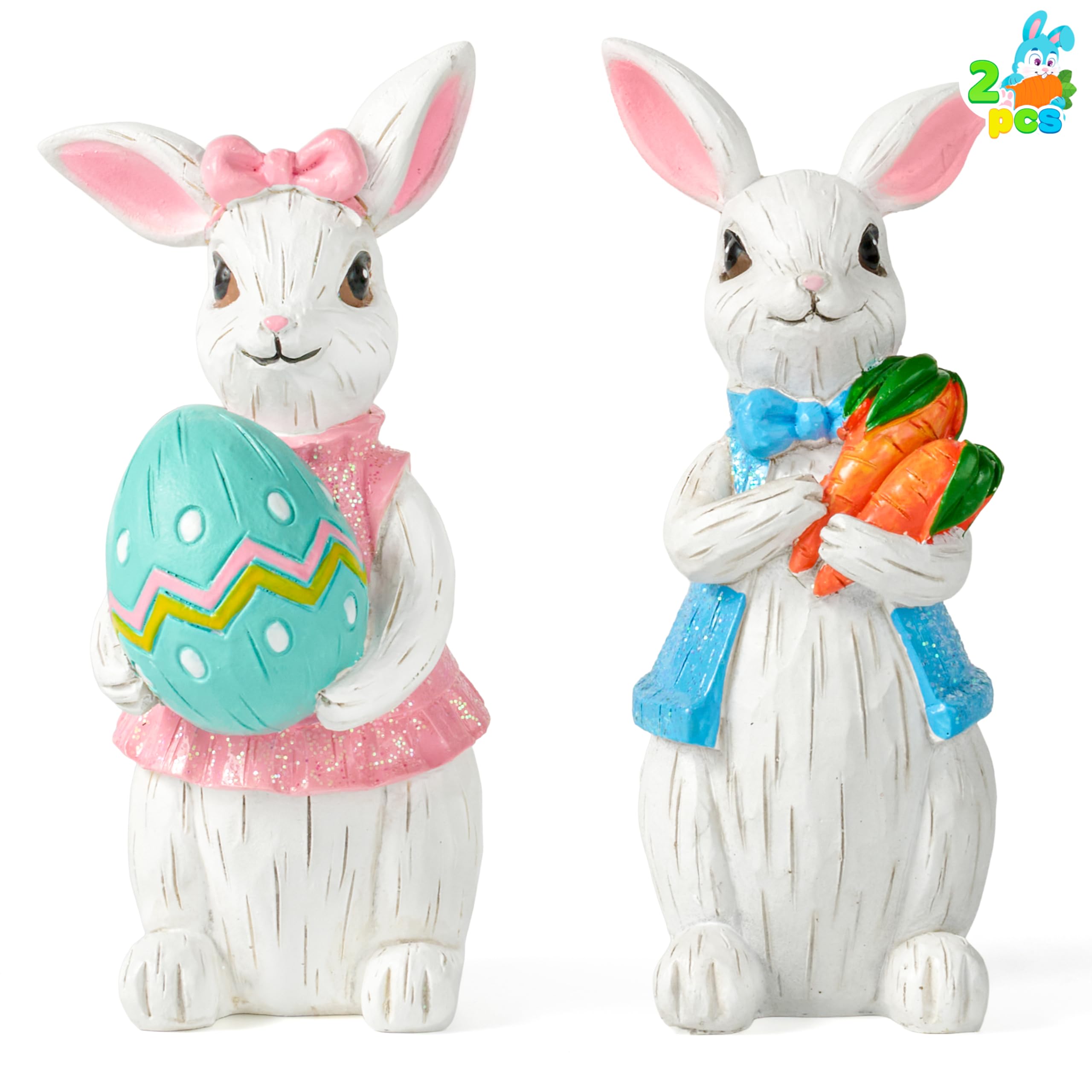 JOYIN Easter Bunny Decorations, Set of 2 — Indoor Spring Tabletop Home Décor