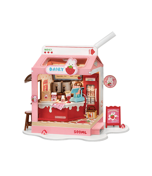 Rolife Strawberry Milk Box DIY Miniature House DS034