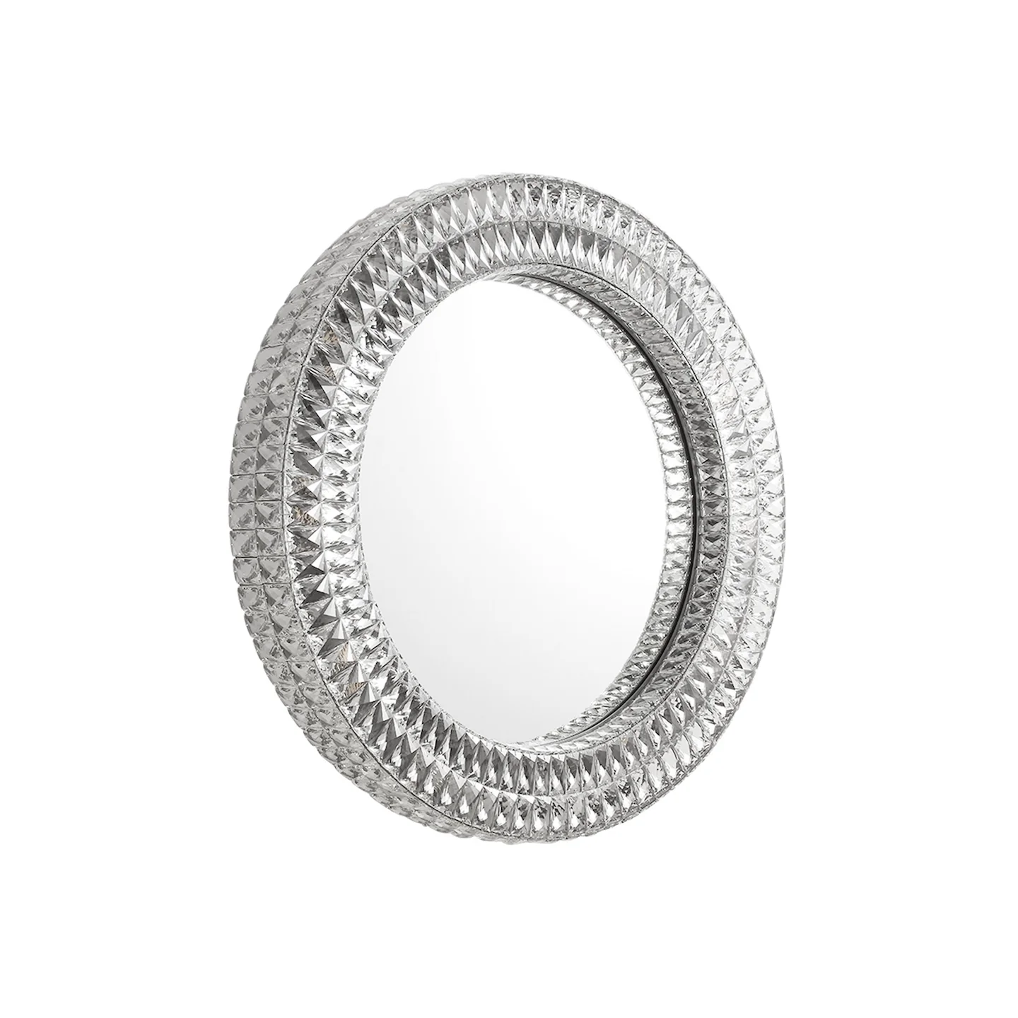 Moorizon Lattice Crystal D20/D32/D43" Faceted Glass LED Halo Round Mirror, 2400K Ultra-Warm Dimmable Hardwired, for Entryway, Dining Room, Vanity, Hotels & Commercial Spaces detail image 3
