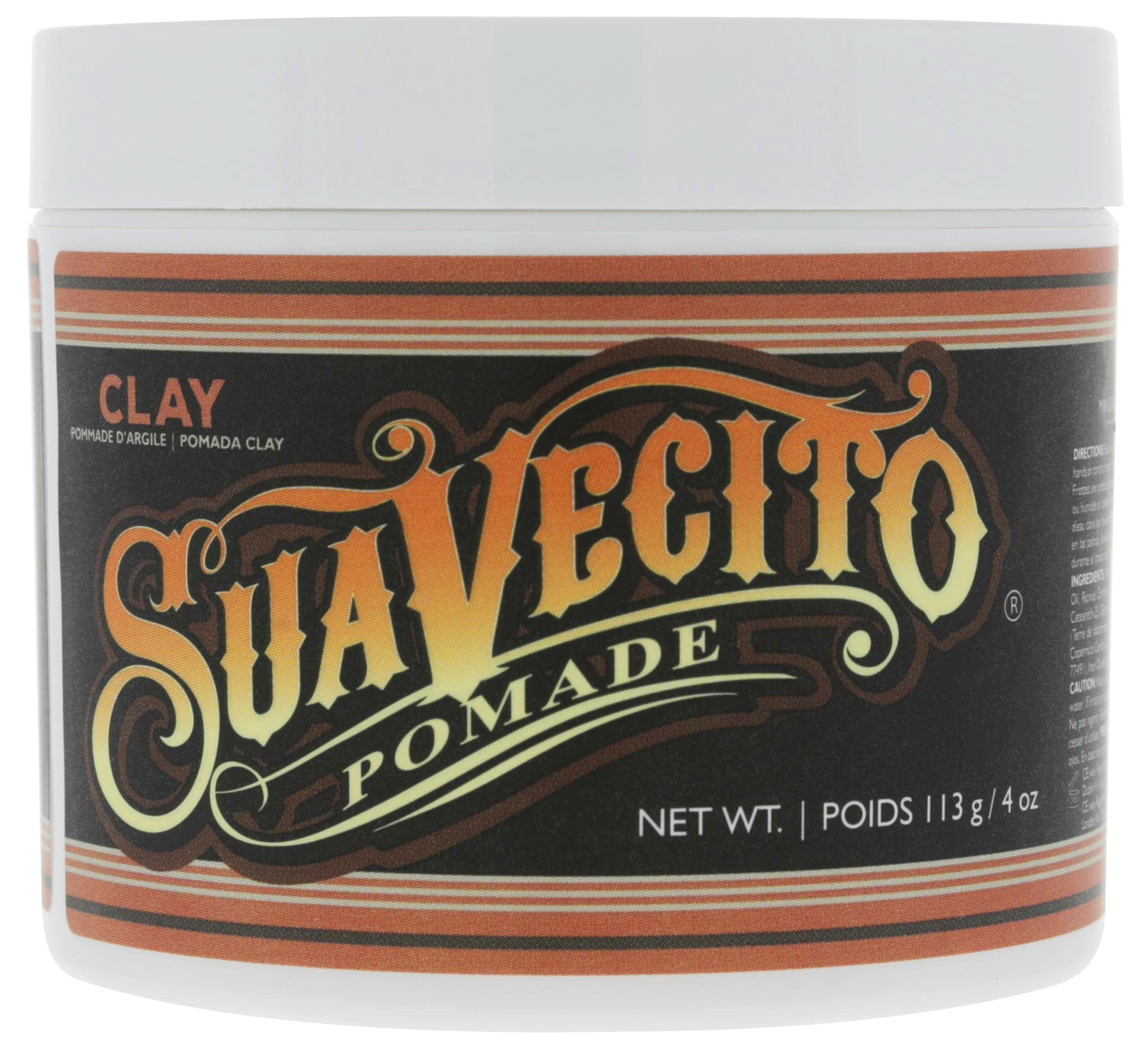 Suavecito Pomade Firme Clay for Men - Strong Hold, Low Shine Matte Finish - Professional Hair Styling Clay, 4 oz