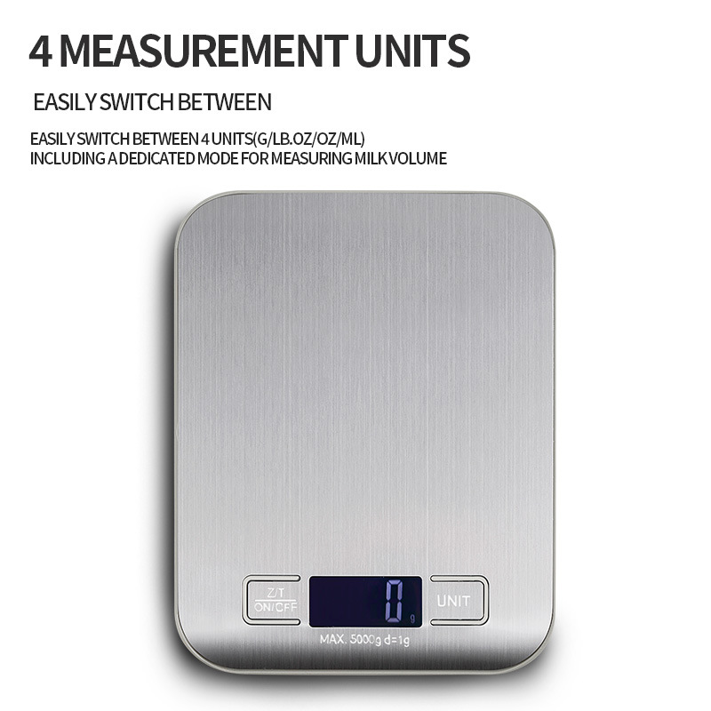 Stainless Steel Kitchen Food Scale — Waterproof, Wear-Resistant, Non-Slip Base, Precise Weighing up to 10kg — Ideal for Baking & Baby Food