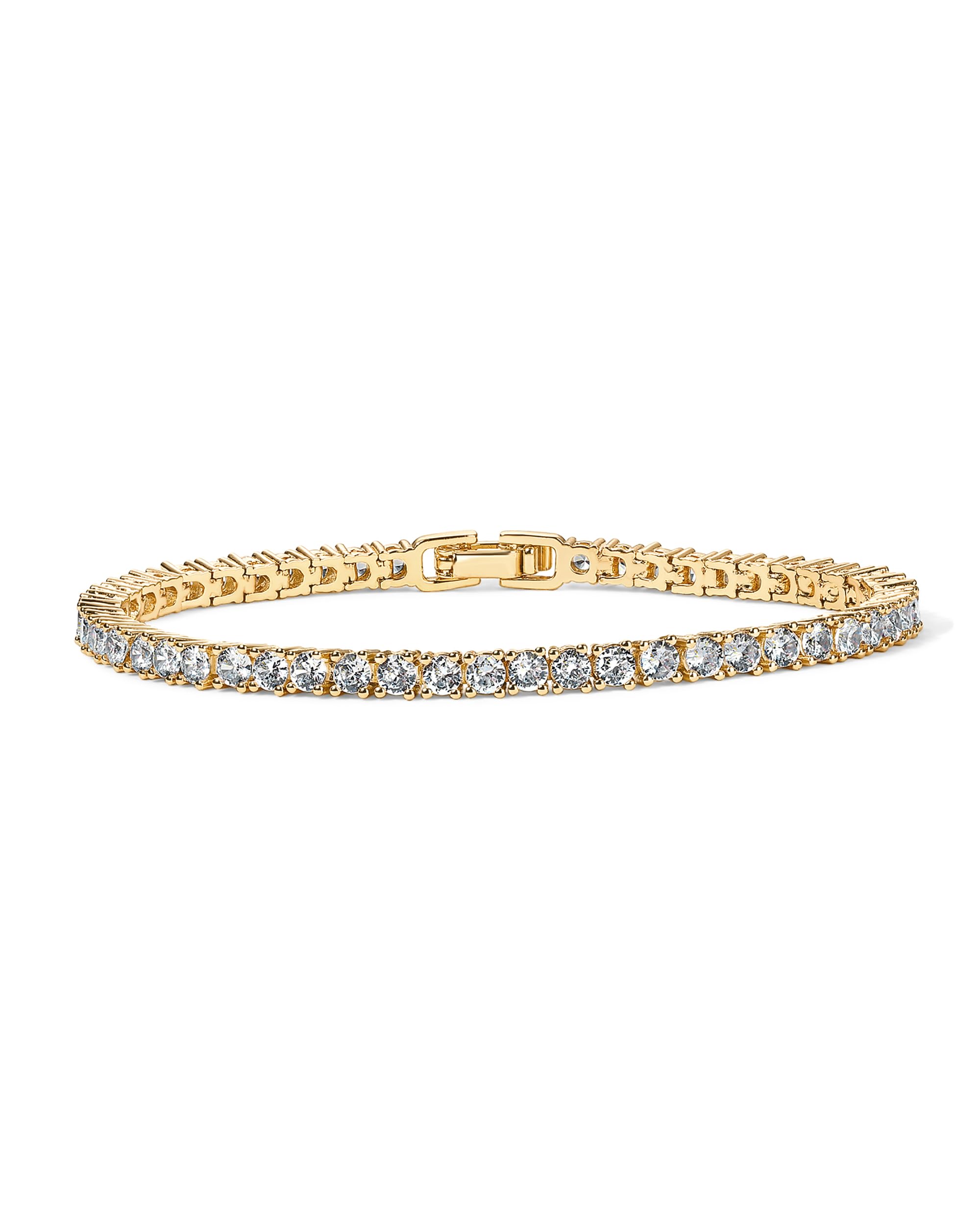 PAVOI 14K Yellow Gold 3mm Cubic Zirconia Classic Tennis Bracelet | Gold Bracelets for Women