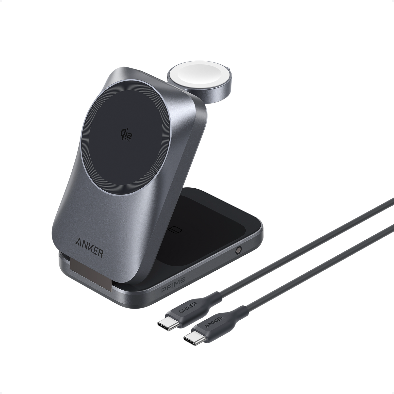 Anker Prime 3-in-1 MagGo Foldable Charger, 25W Qi2 Wireless Charging Dock for iPhone, AirPods, Apple Watch — Desktop and Travel