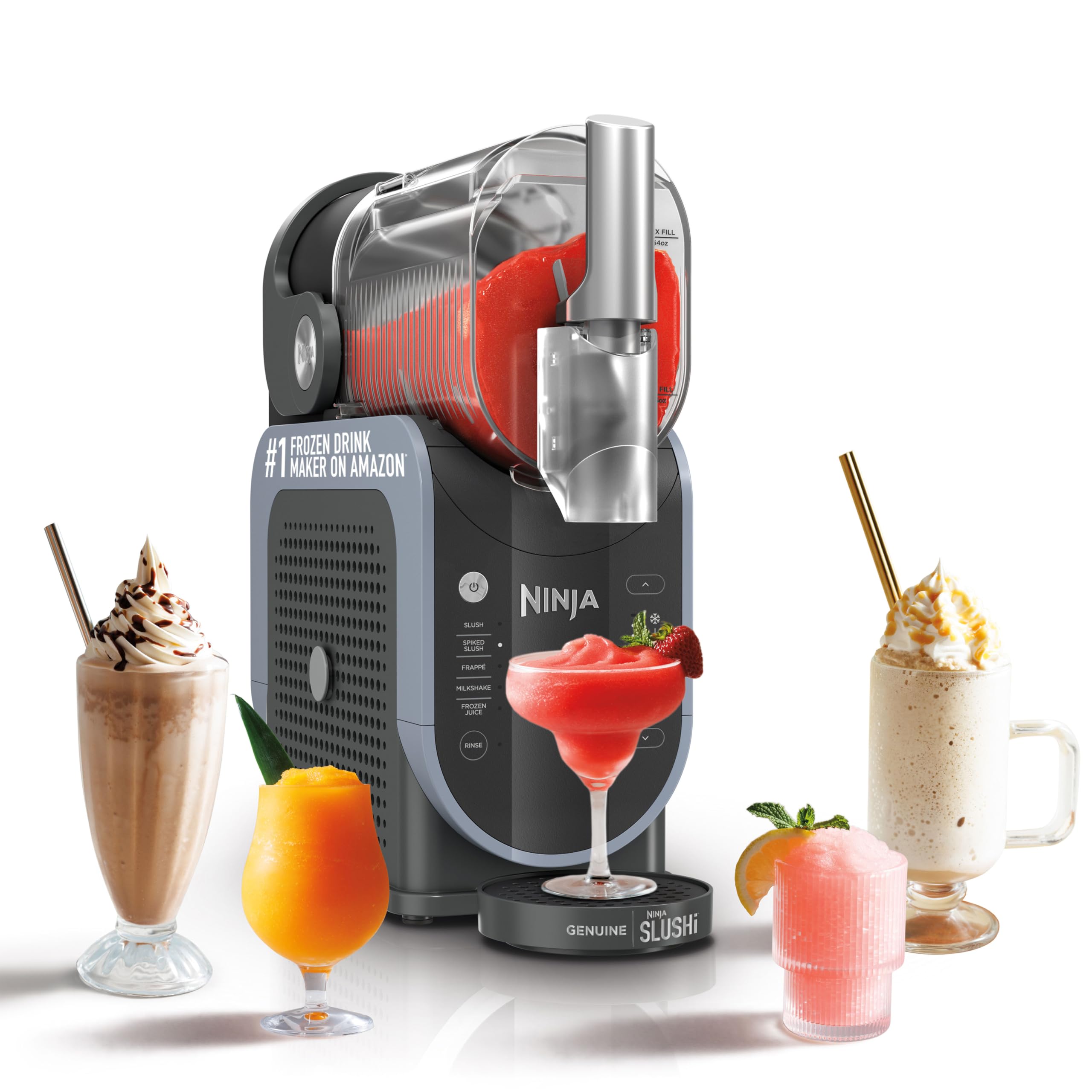 Ninja Slushi Frozen Drink and Slushie Machine, Rapid Chill Technology, 88 Oz Easy Fill Vessel, Dishwasher Safe Parts, Black, 1 Count | Rapidchill Technology, No Ice Needed, 88-Oz Easy-Fill Vessel with Anti-Drip Spout, 5 Preset Programs, Spiked Slush, Frappé