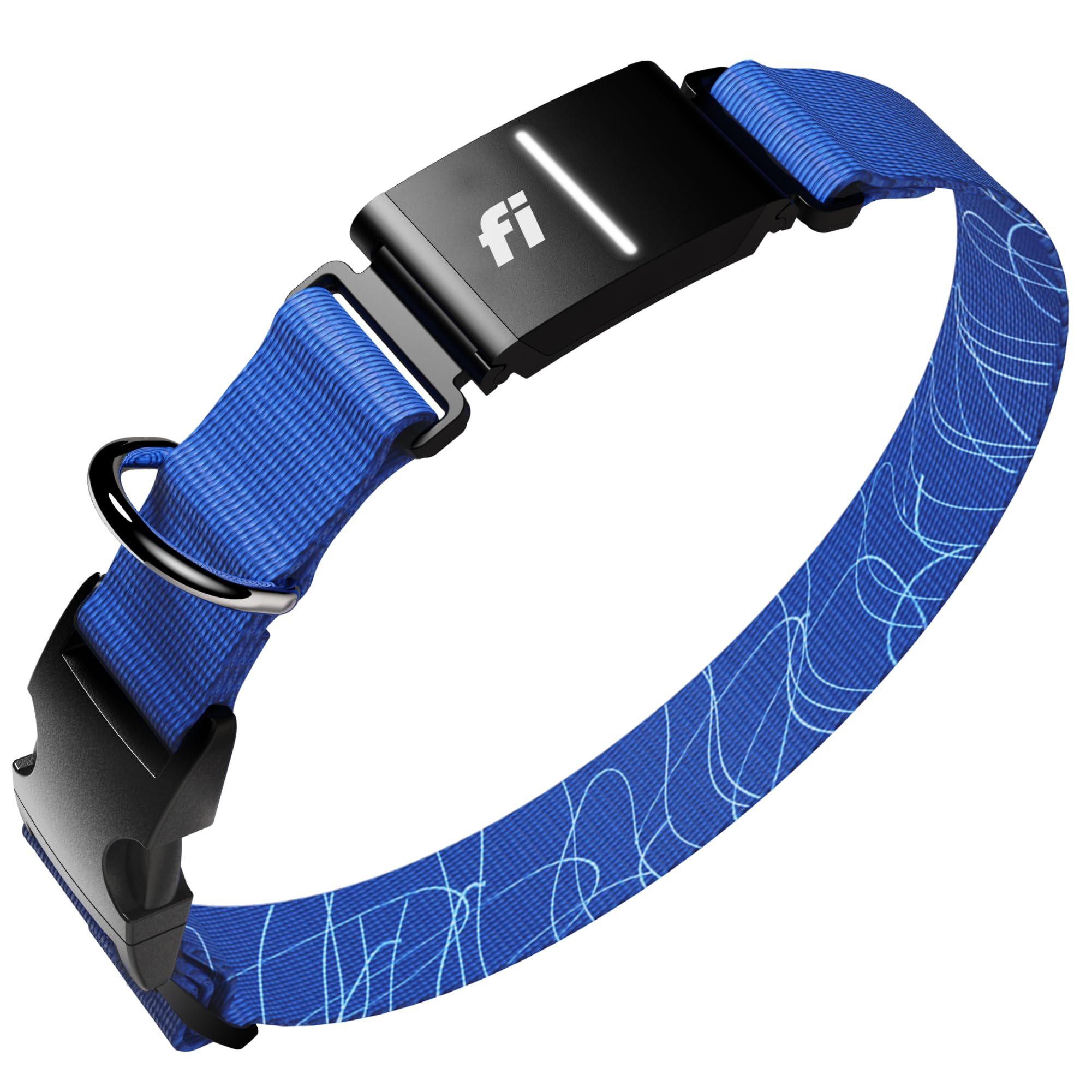 Fi Series 3+ Smart Dog Tracker Collar (Includes 12-Month Membership) — GPS Collar with Health & Behavior Monitoring, Escape Alerts, Waterproof, LED, Apple Watch Compatible (Blue, Medium)