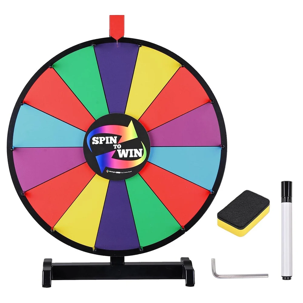 18-inch Desktop Prize Wheel with Reusable Dry-Erase Surface — Dark Rainbow