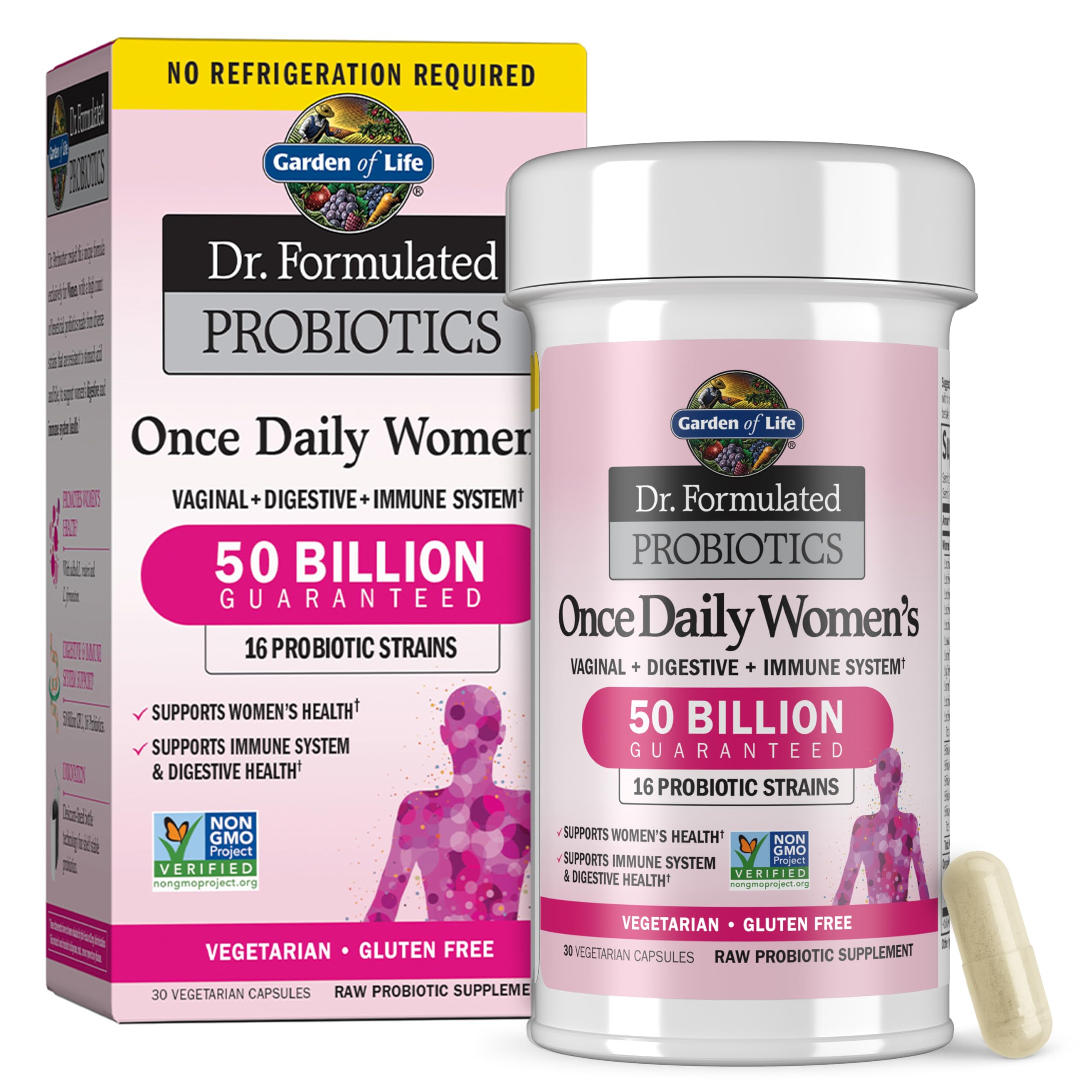Garden of Life Dr. Formulated Once Daily Women's Probiotics, 50 Billion CFU, 16 Strains, with Organic Prebiotics, 30 Capsules