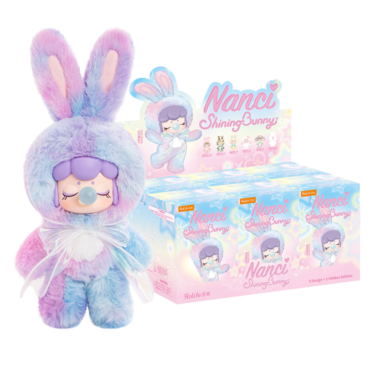 Rolife Nanci Shining Bunny Surprise Blind Box Plush — 1 Random Variant, Cute Fantasy Rabbit Collectible (6 Regular + Pearl Princess Hidden), ~26cm Soft Plush