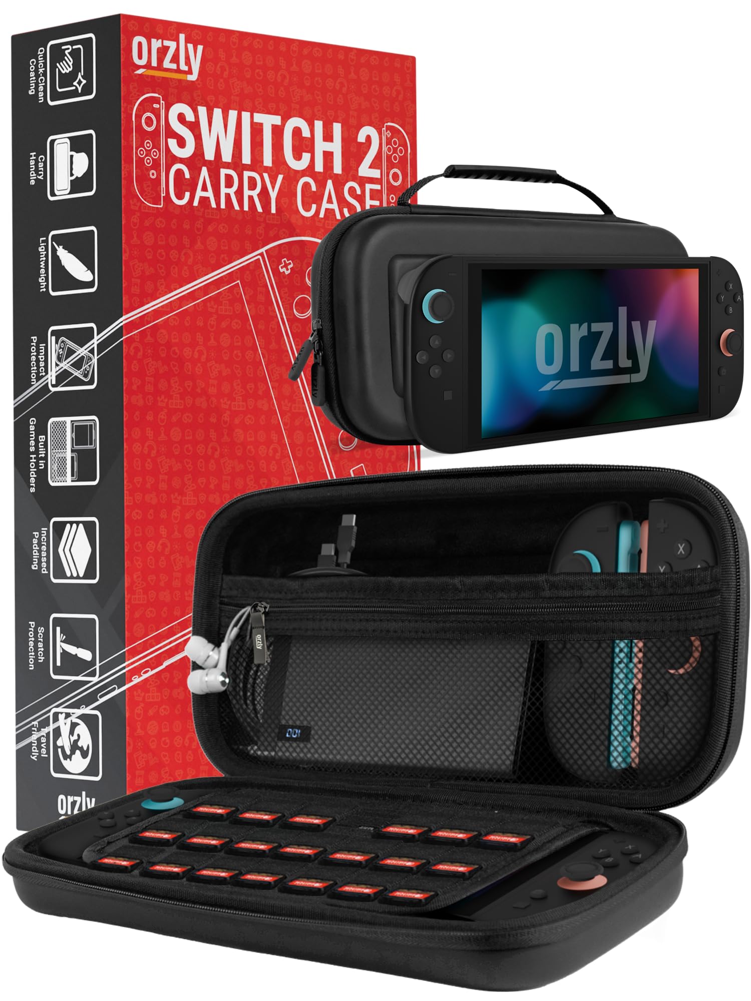 Orzly Protective Carry Case for Nintendo Switch 2 (2025 Model, 7. 9") with Screen Padding, Game Card & microSD Pockets — Gift Boxed