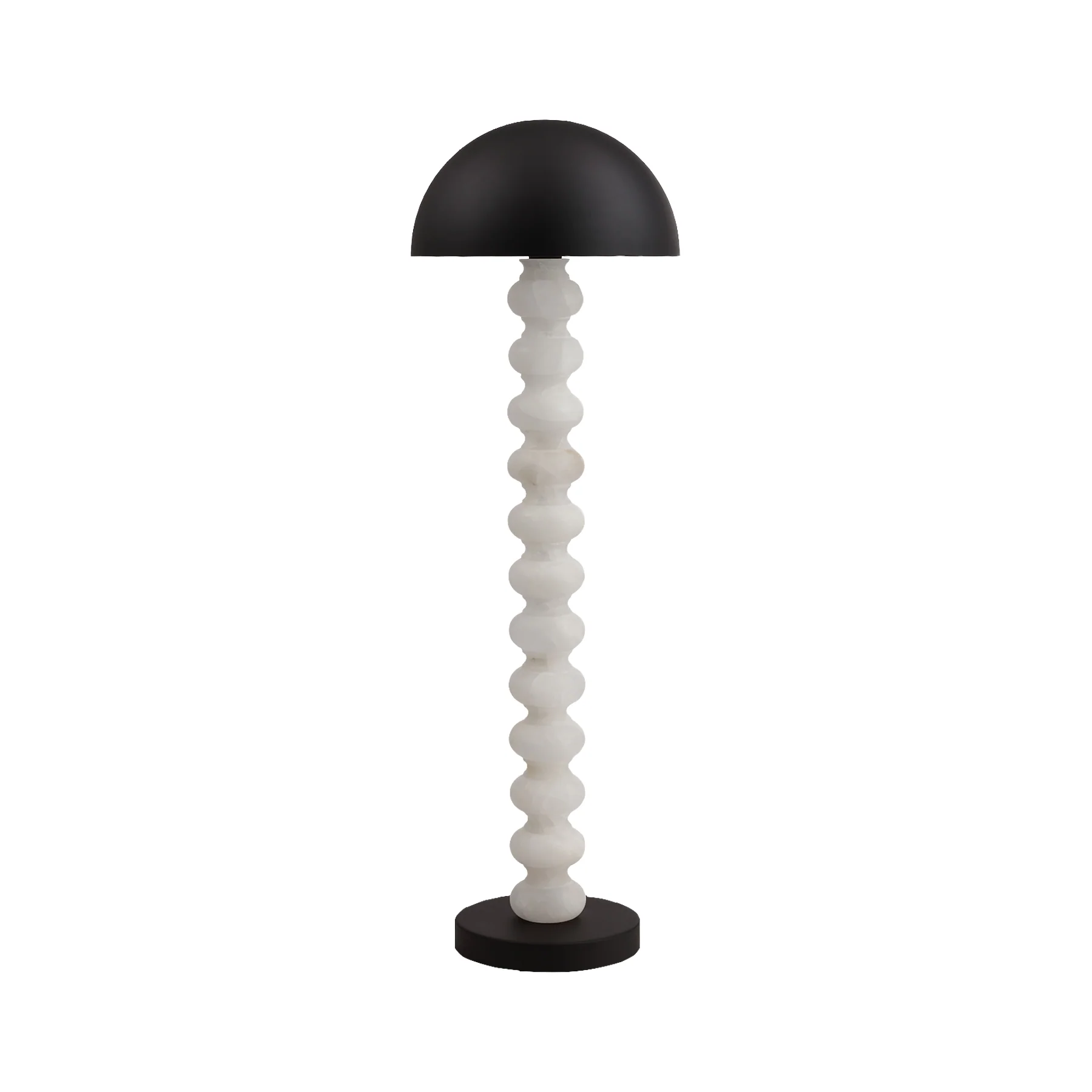 Moorizon Calista Sculptural 14"×42" Natural Calcite Pebble Column LED Floor Lamp, 2400K Ultra-Warm Dimmable Light, Black Metal Dome, for Living Rooms, Bedrooms, Reading Corners & Designer Hotels detail image 2