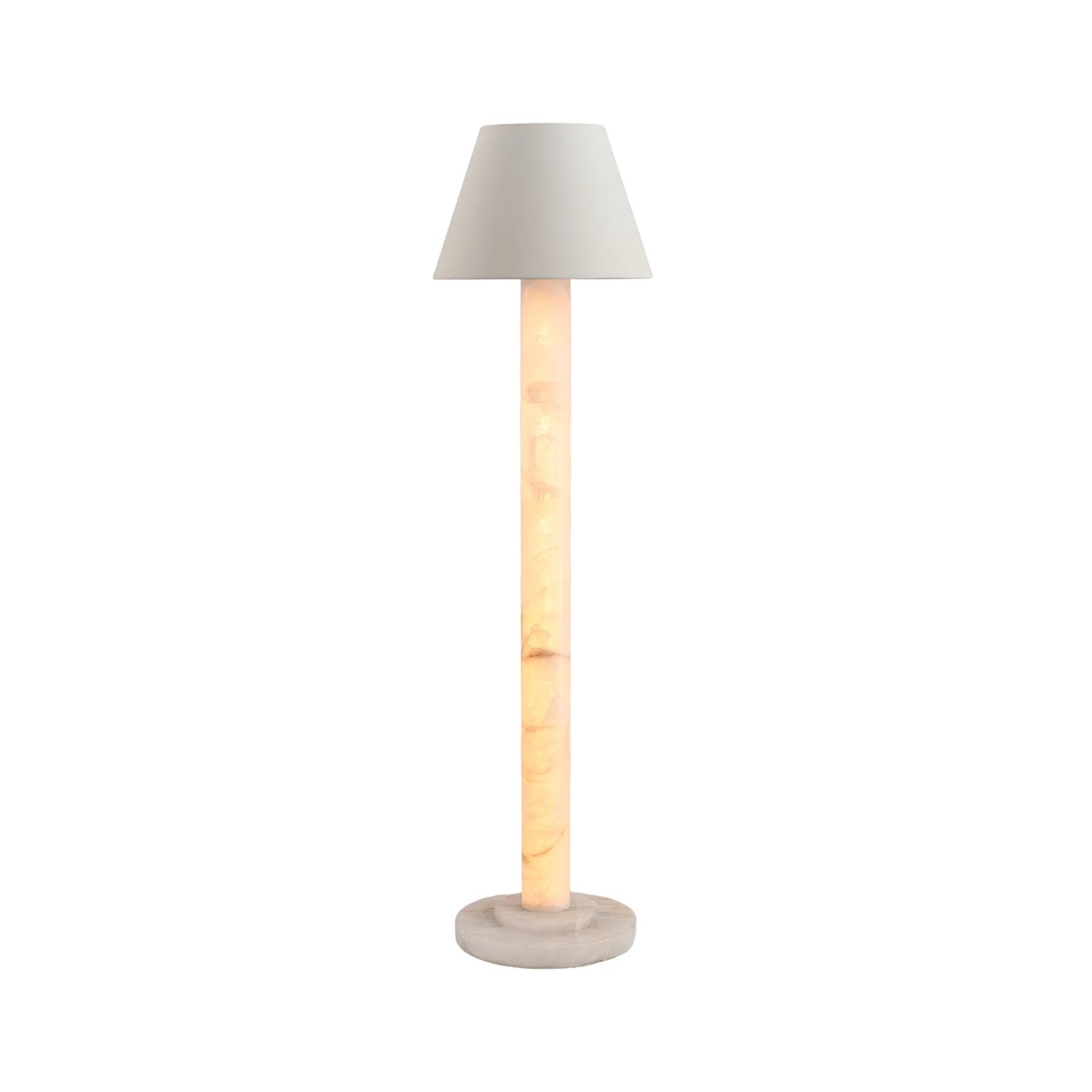 Moorizon Calista 16"×62" Natural Calcite Column LED Floor Lamp, 2400K Ultra-Warm Light, Fabric Shade, Dimmable, for Living Rooms, Bedrooms, Reading Corners, Designer Hotels & Hospitality Spaces detail image 4