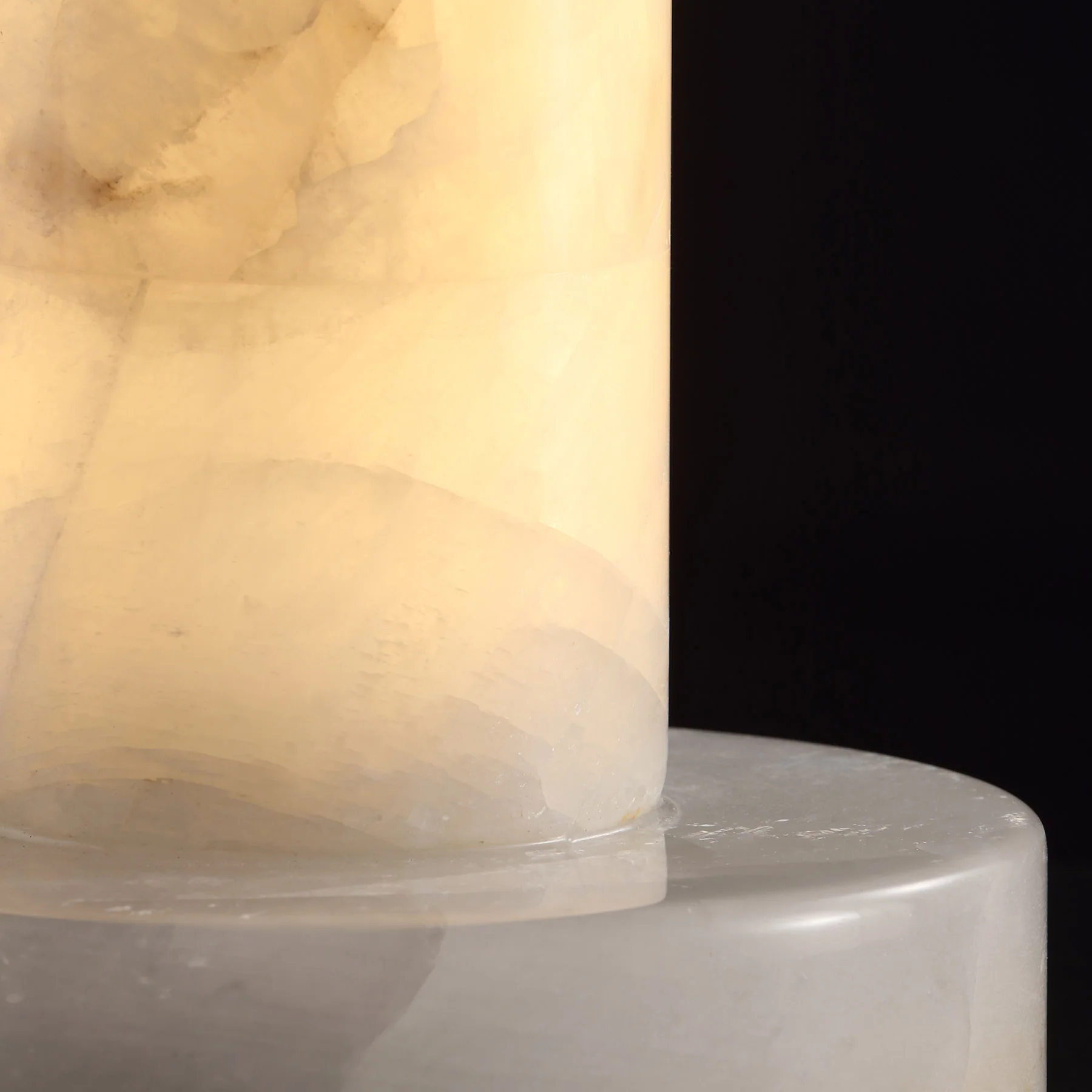 Moorizon Calista 16"×62" Natural Calcite Column LED Floor Lamp, 2400K Ultra-Warm Light, Fabric Shade, Dimmable, for Living Rooms, Bedrooms, Reading Corners, Designer Hotels & Hospitality Spaces detail image 7