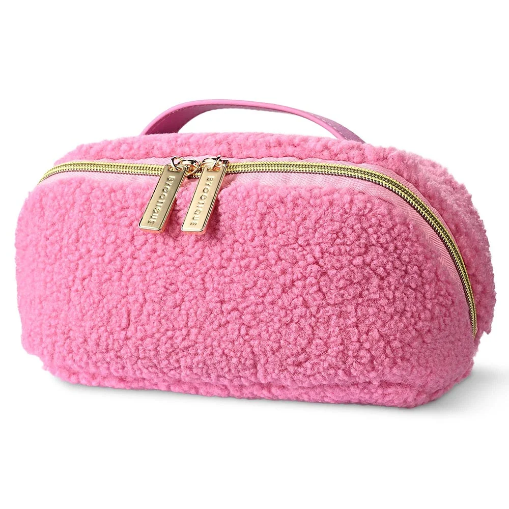 Travel Makeup Bag with Compartments Zipper, Pink