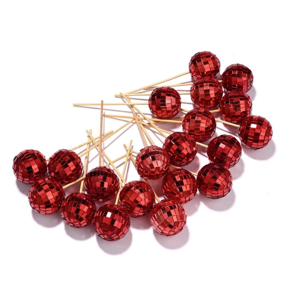 20x Small Mirror Disco Balls Party Decoration, Red