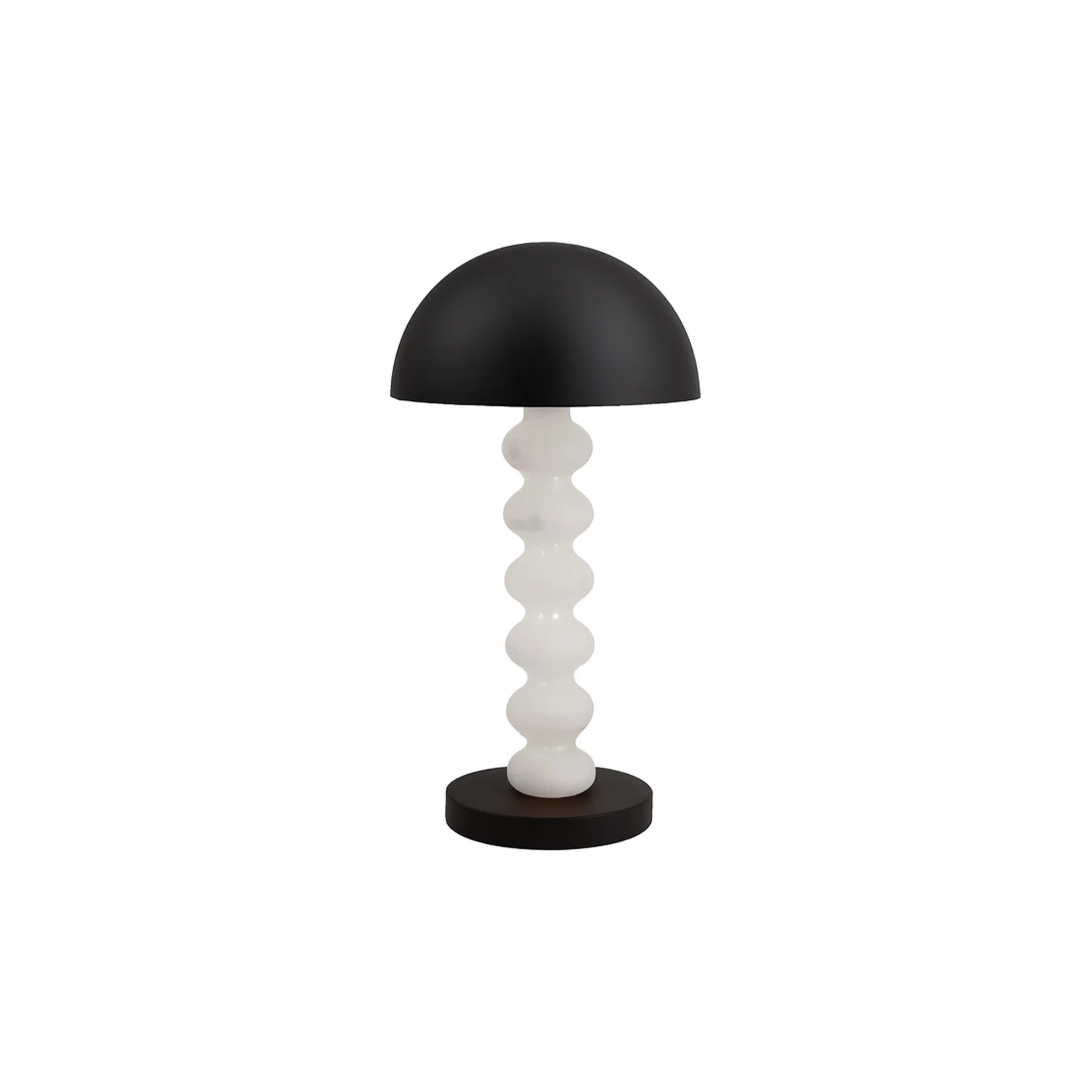 Moorizon Calista Sculptural 14"×28" Natural Calcite Table Lamp, 2400K Warm Dimmable Light, Black Dome Shade, for Bedroom, Living Room, Study, Hotels & Designers. detail image 2