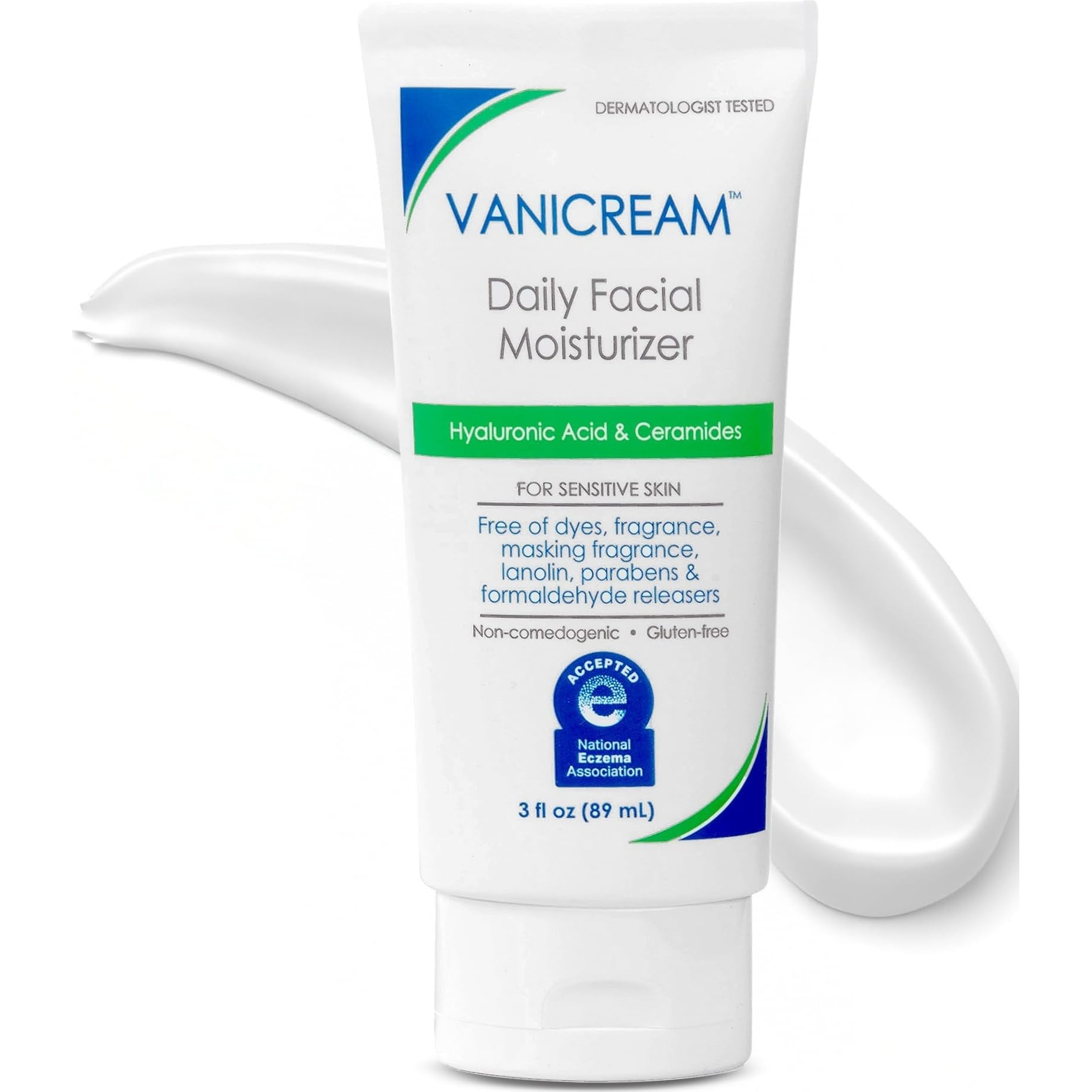 Vanicream Daily Facial Moisturizer with 5 Key Ceramides & Hyaluronic Acid, 3 Fl Oz