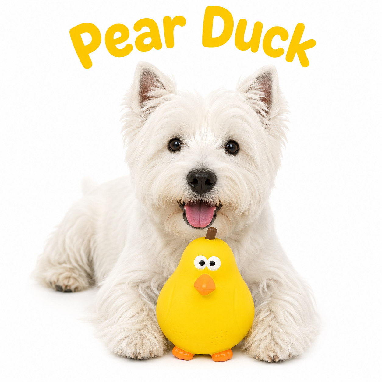 QMONSTER Fruit Animal Series Pear Duck Natural Latex Dog Toy — Durable, Chew-Resistant, Squeaky