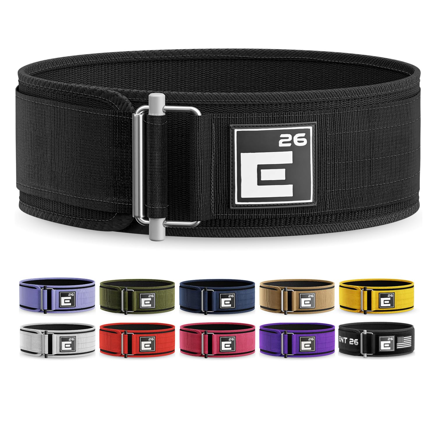 Element 26 Self-Locking Weight Lifting Belt | 4” Back Support for Powerlifting, Bodybuilding, Cross Training, Men & Women