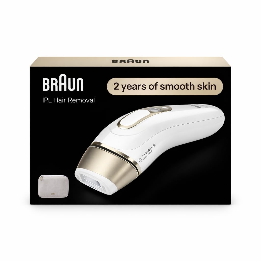 Braun Silk·expert Pro 5 IPL Hair Removal for Women & Men, At-Home Permanent Hair Reduction Kit with 2 Heads and Pouch
