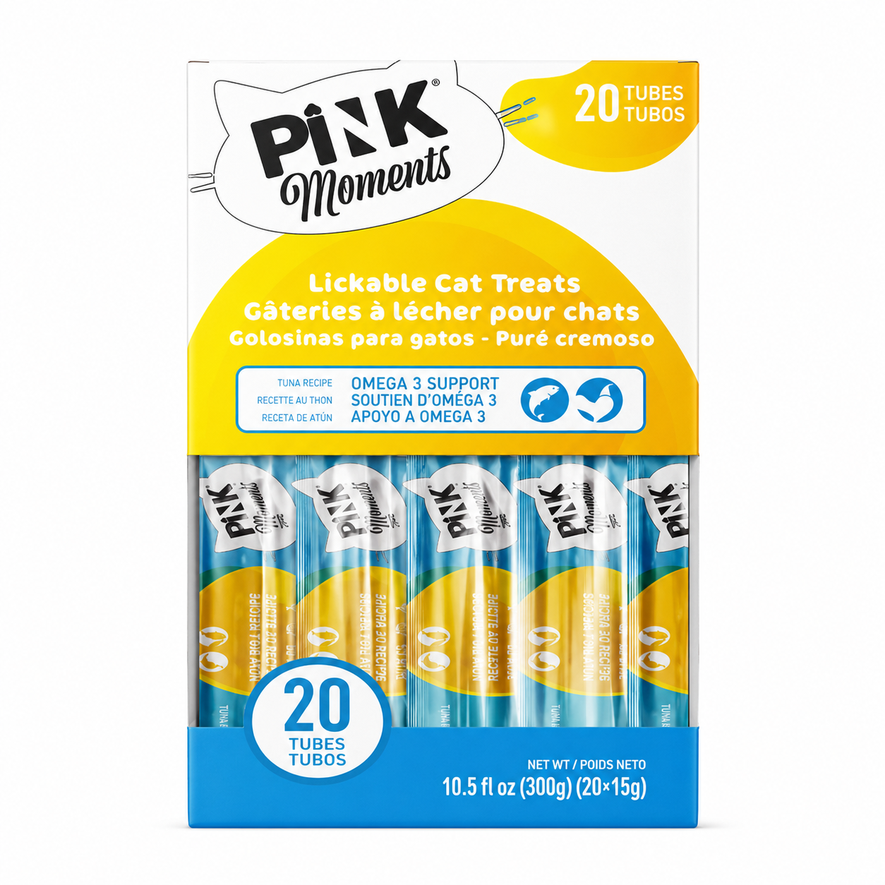 Pink Moments Salmon & Chicken Lickable Cat Sticks 20pcs | 15g×20 | Interactive Reward & Meal Topper Treat