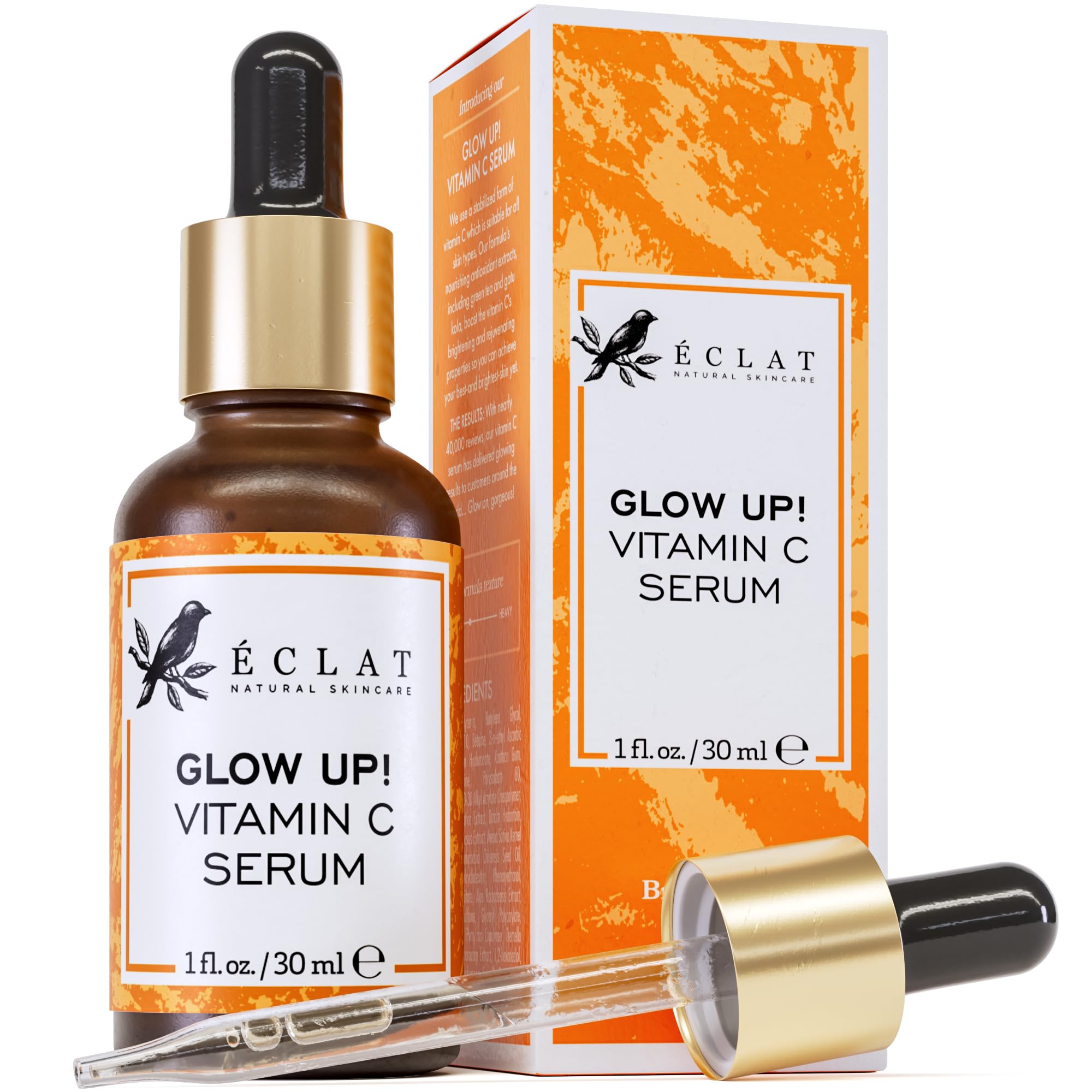 Eclat 护肤 维生素C 精华液(淡斑配方)含透明质酸、阿魏酸与维生素E,抗衰亮肤,1 液体盎司