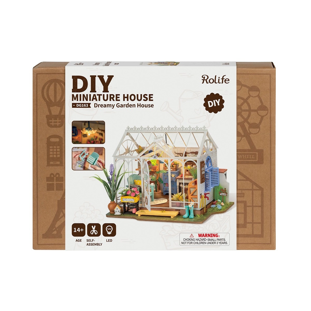 Rolife Dreamy Garden House DIY Miniature House, Handmade Assembly Miniature Model with Lights, Decorative Display Gift detail image 13