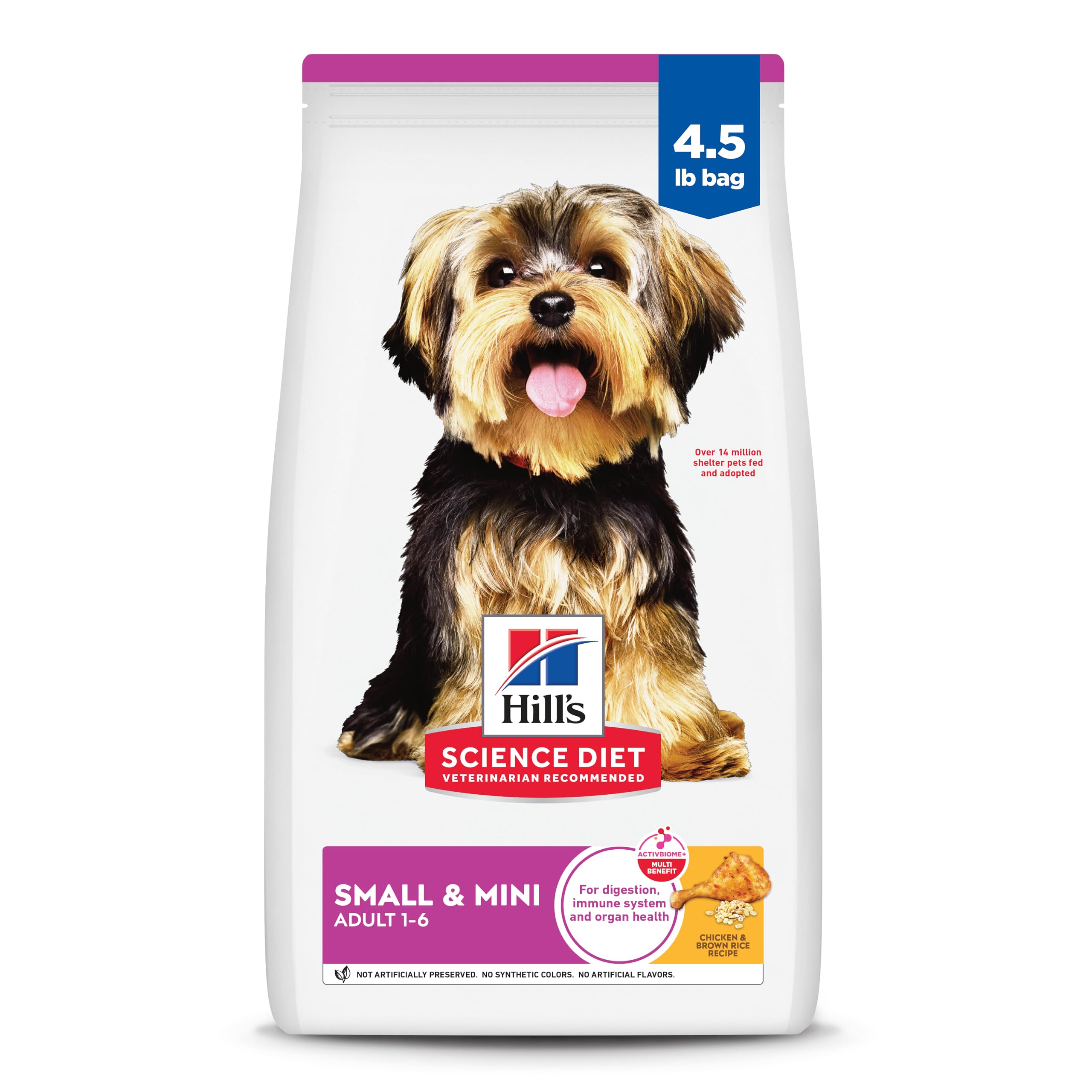 Hill's Science Diet Adult 1-6 Small & Mini Dry Dog Food, Chicken & Brown Rice, 4.5 lb. Bag