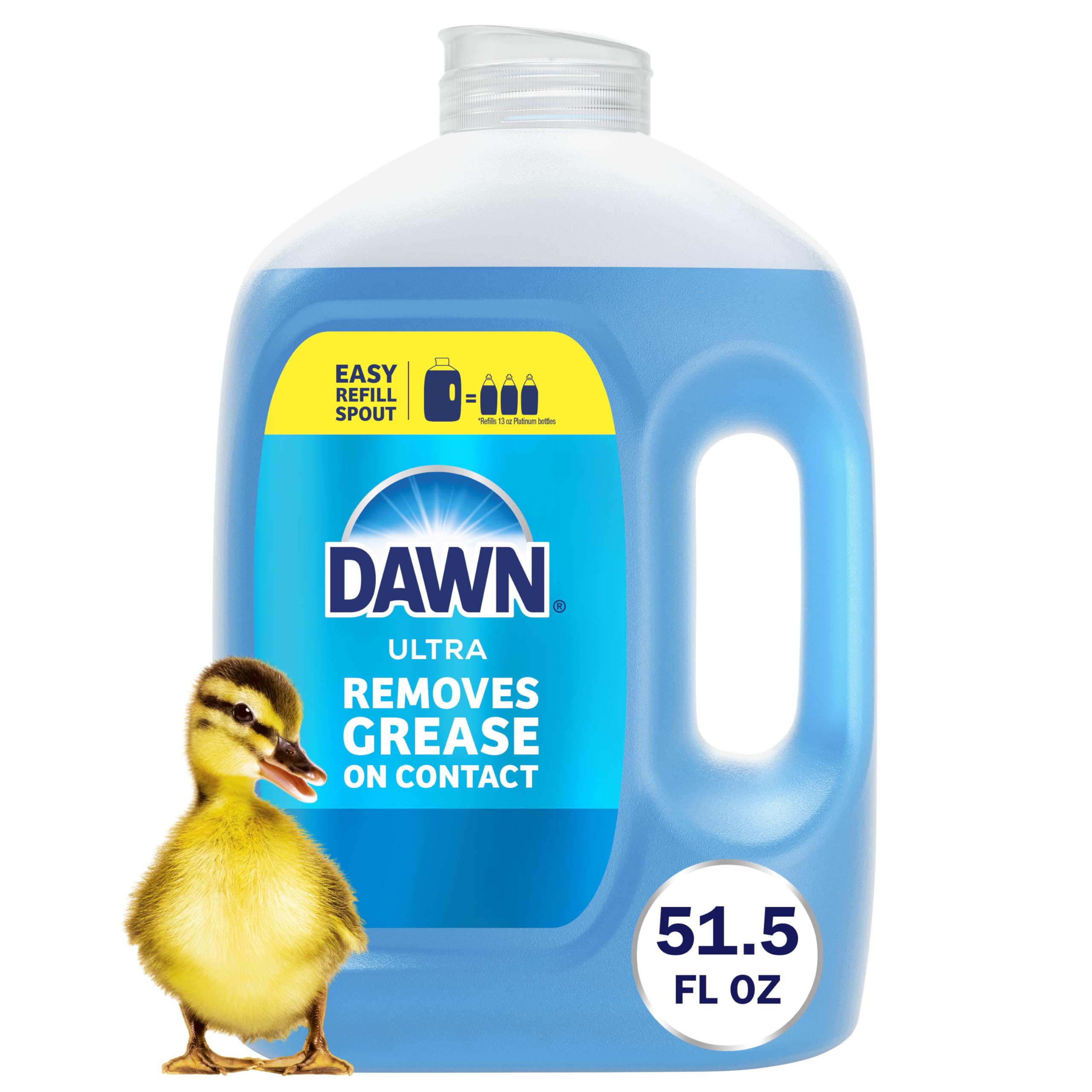 Dawn Ultra Dish Soap Refill Jug, Large Size Original Blue Liquid Dishwashing Detergent, Powerful Dish Soap for Grease, 51. 5 oz