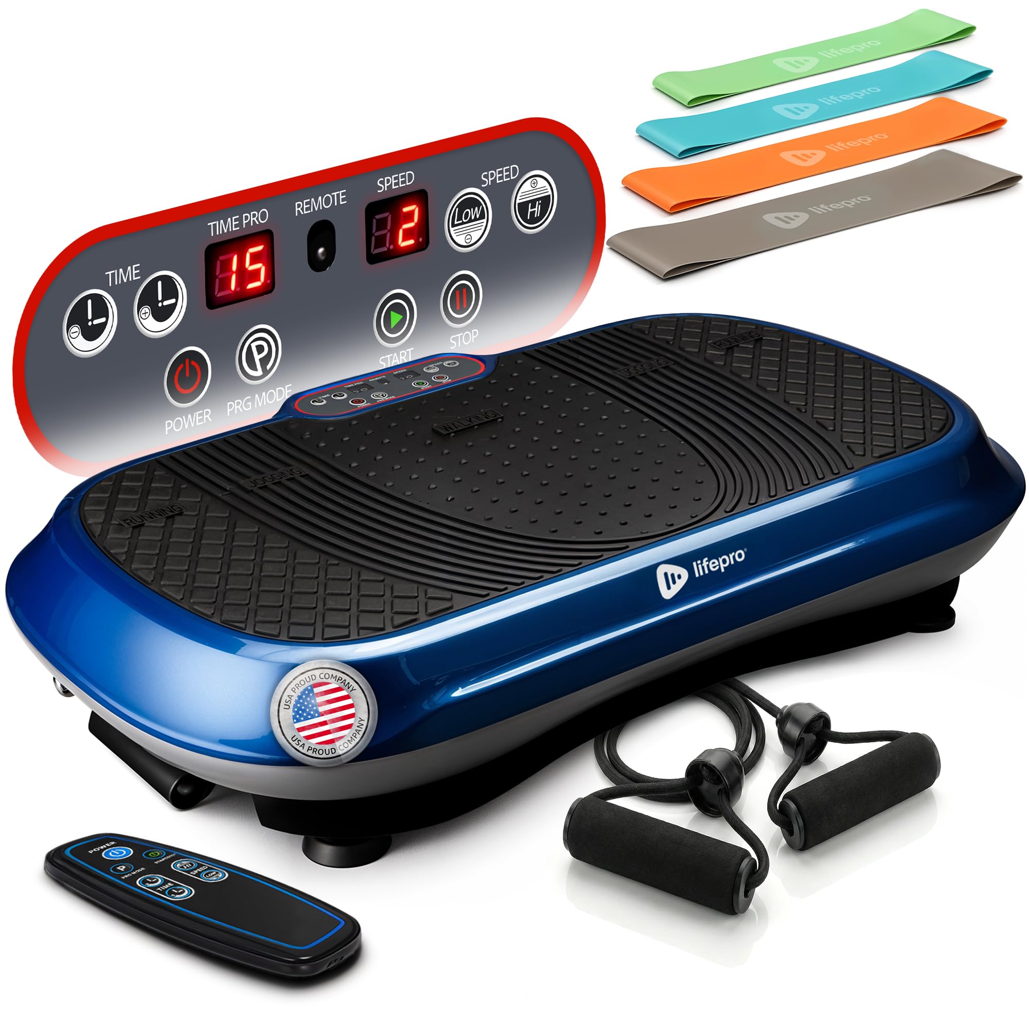 Lifepro Waver Vibration Plate Exercise Machine — 99 Speeds, 10 Presets, Resistance Bands, Non-Slip Surface, 330 lb Capacity