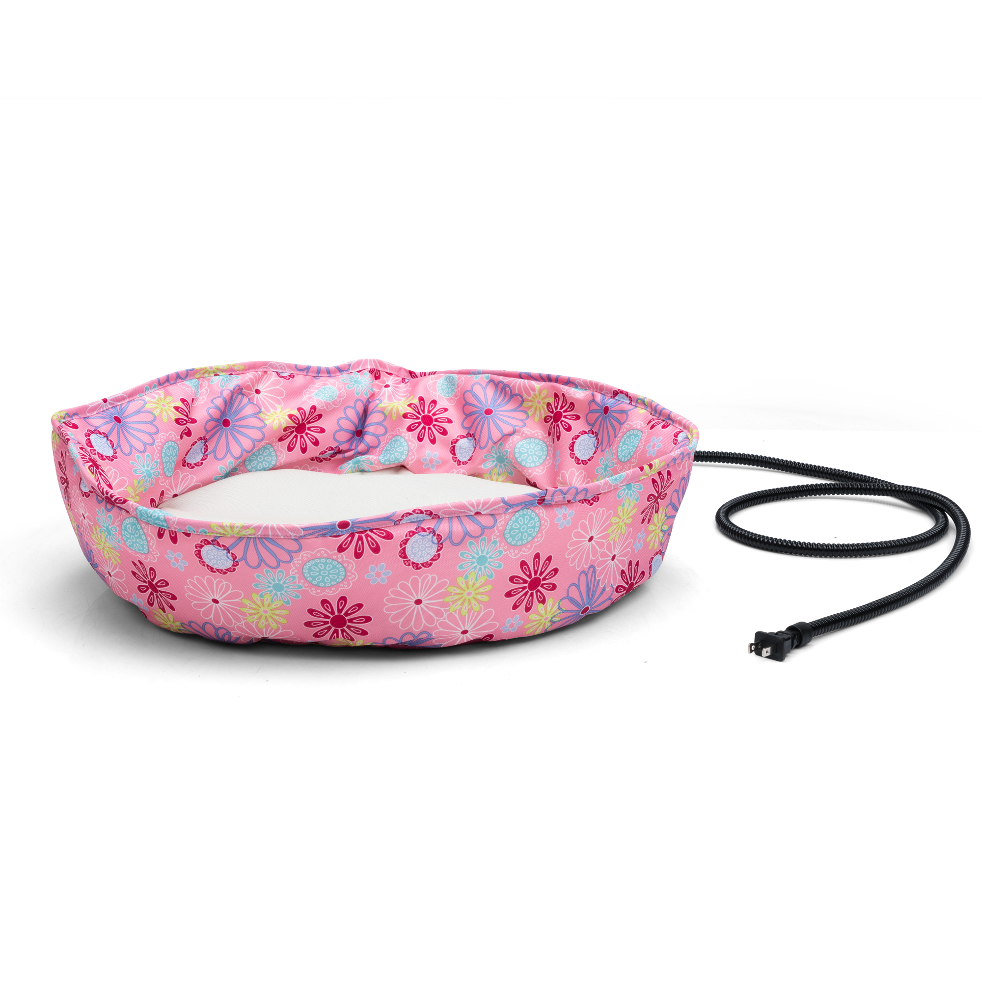 Colchoneta redonda para mascotas de cuatro estaciones con calefacción, borde de Oxford 600D, cojín desmontable de felpa | Cama cálida para gatos y perros pequeños