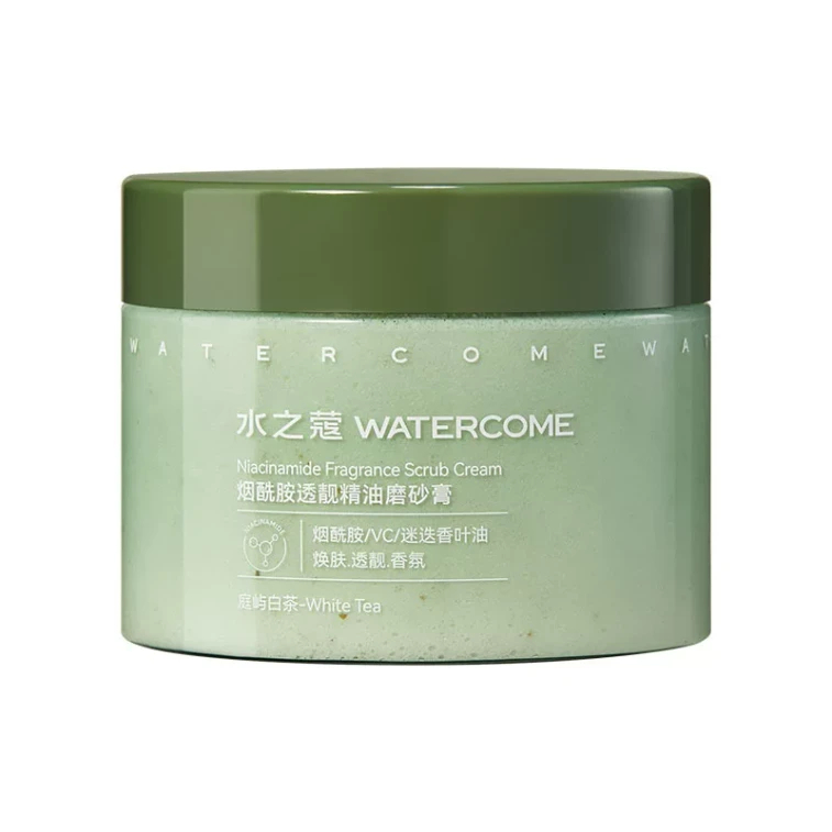 WatercomeNiacinamide Fragrance Scrub Cream #White Tea,Gentle Exfoliation & Brightening for Dull Skin, 180g