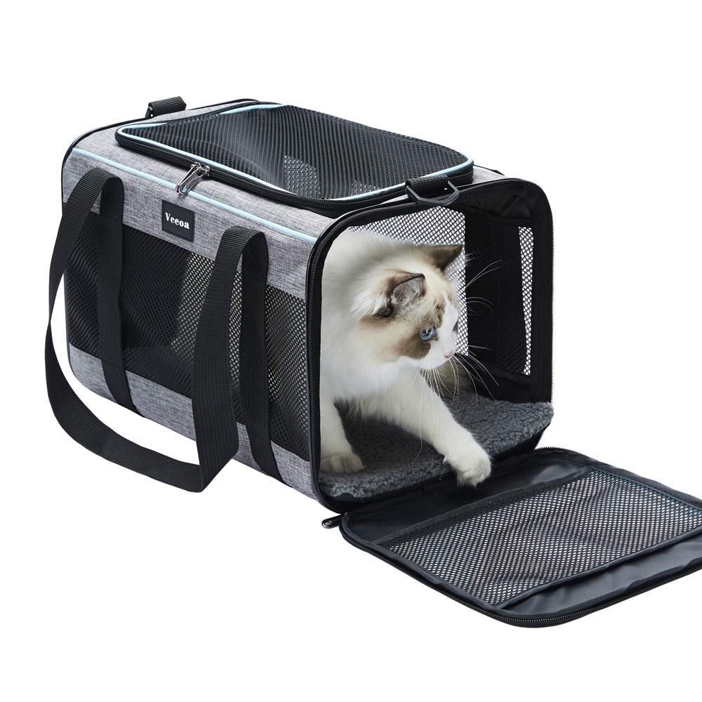 Vceoa 17.5x11x11 Pulgadas Transportín para Gatos y Perros, Bolsa Blanda para Mascotas de hasta 16 Libras, Juguete de Hogar Textil para Mascotas