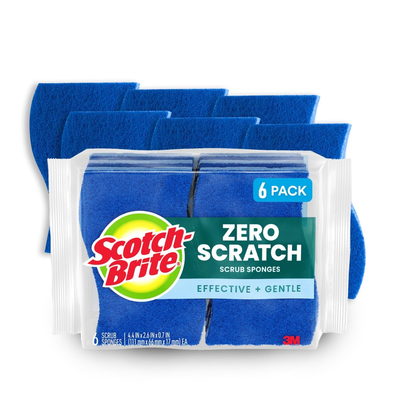 Scotch‑Brite Zero Scratch Scrub Sponge, 6-Count