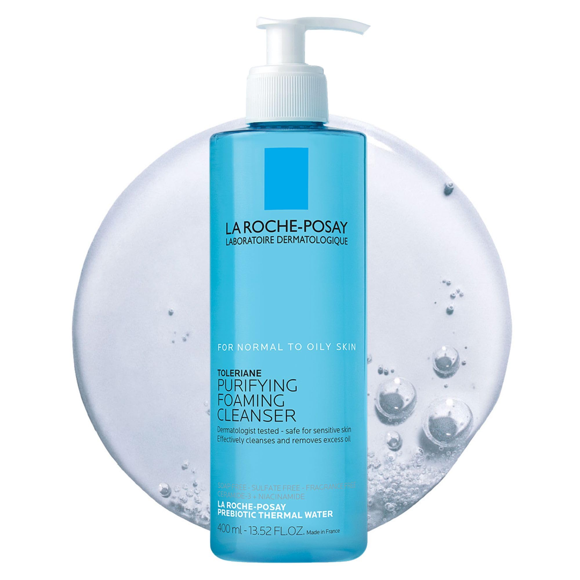 La Roche-Posay Toleriane Purifying Foaming Facial Cleanser, 13. 52 fl oz | Oil-Free Face Wash for Sensitive Skin with Niacinamide & Ceramides — Soap-Free, Non-Comedogenic