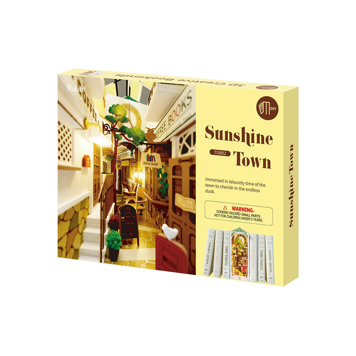 Authentic Rolife Sunshine Town DIY Miniature House, Handmade Assembly Model with Warm and Cozy Healing Scene, Light-Up Decorative Display, Creative Gift for Girlfriend, Best Friend, or Birthday detail image 6