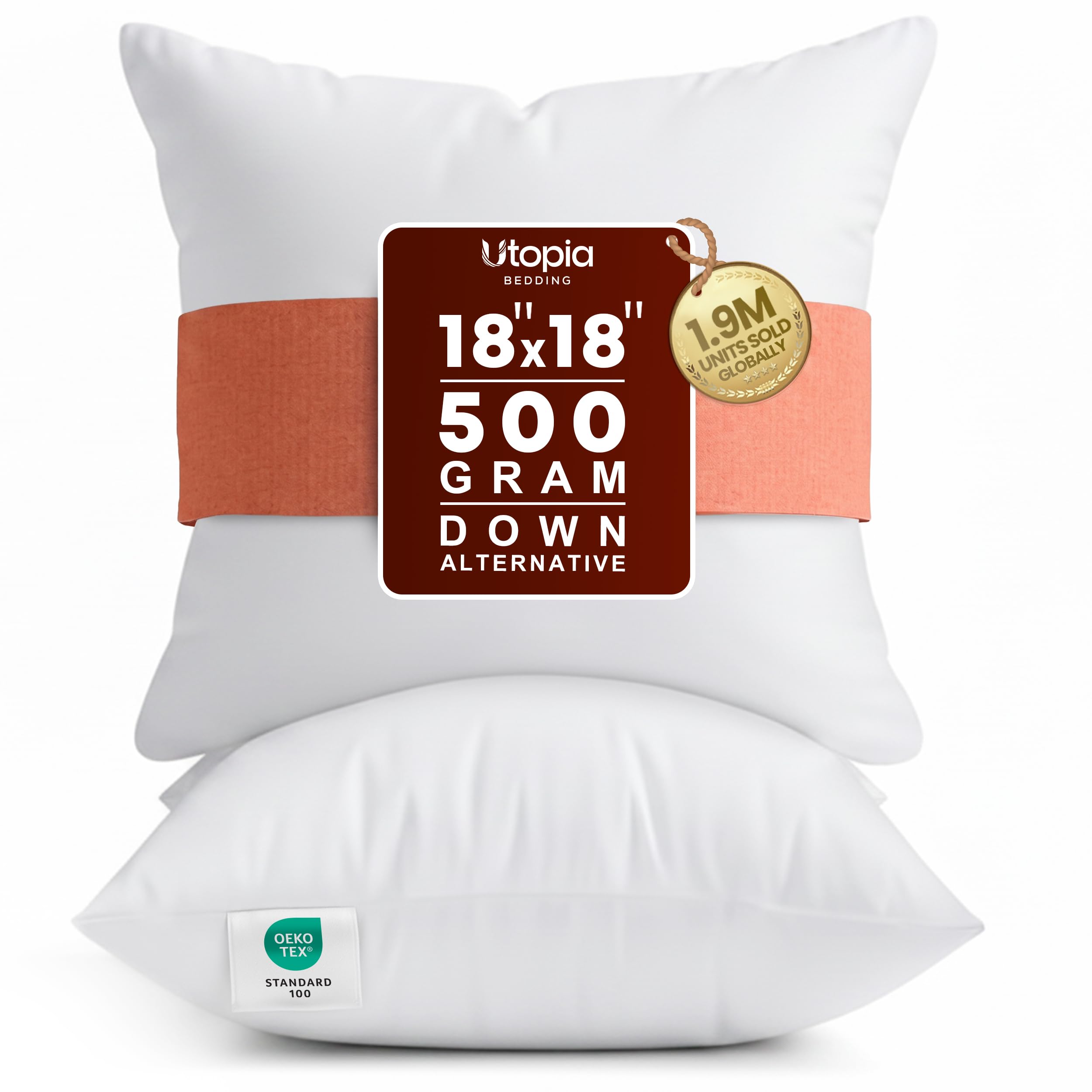 Utopia Bedding 18x18 Pillow Inserts, Set of 2, White – Soft, Supportive Decorative Throw Pillow Inserts