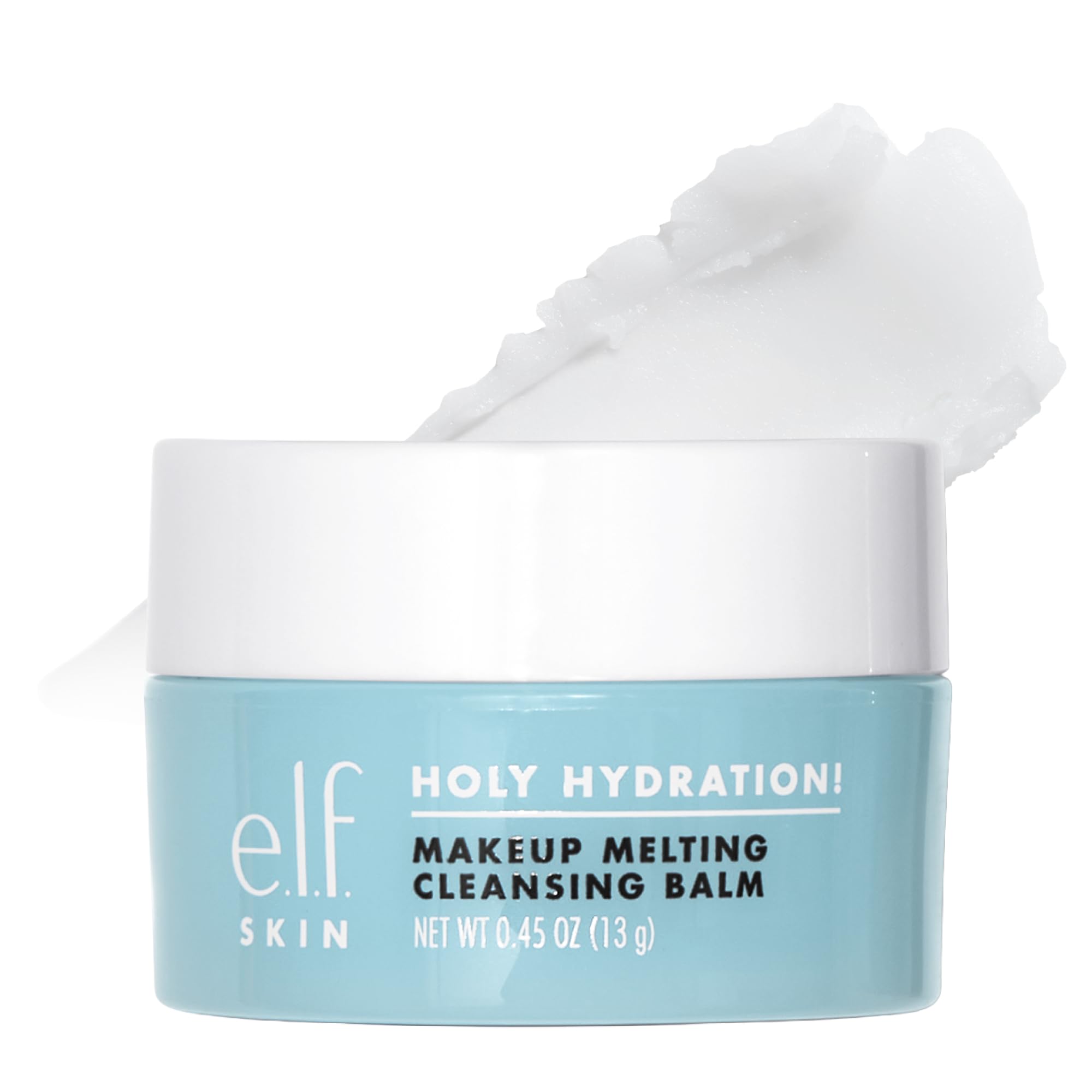 e. l. f. SKIN Mini Holy Hydration! Bálsamo limpiador que funde el maquillaje, limpiador facial y desmaquillante, con ácido hialurónico para hidratar la piel, 0. 45 oz