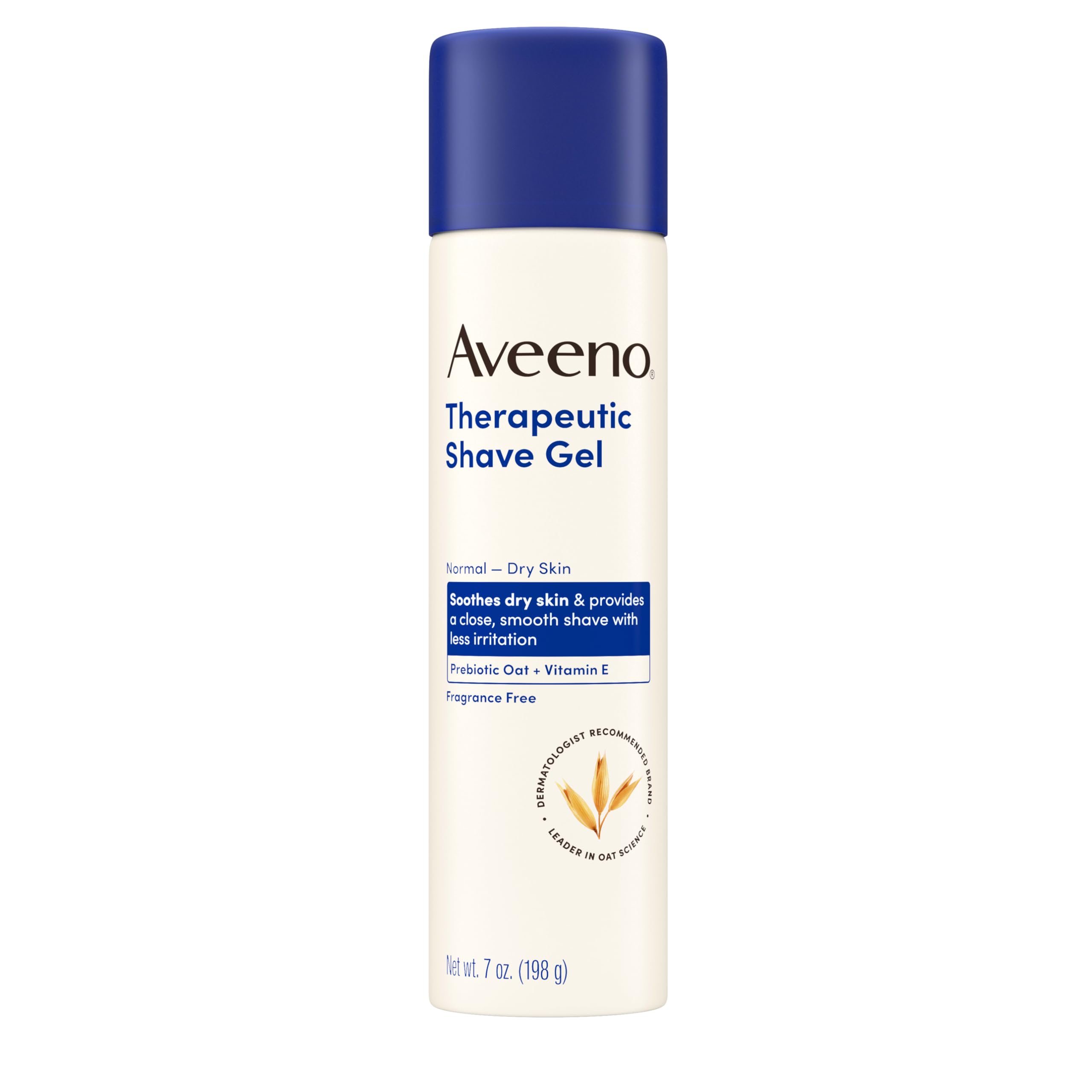 Aveeno Therapeutic Shave Gel for Women & Men, Sensitive Skin, Prebiotic Oat & Vitamin E, Fragrance-Free, 7 oz