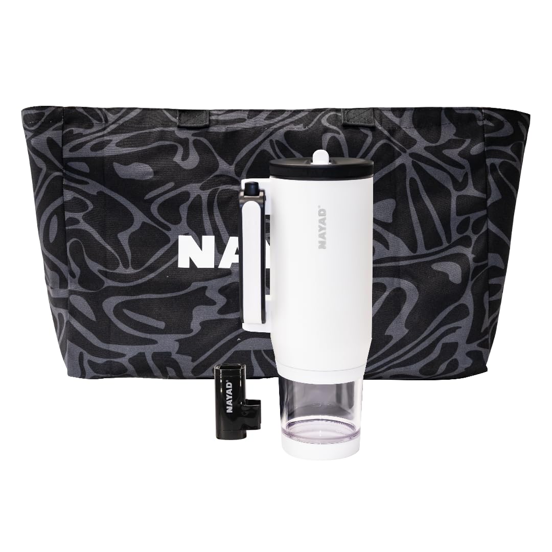 NAYAD Insulated Tumbler with Foldable Handle & Detachable Snack Box - 23oz Stainless Steel Travel Mug with Straw Lid,Leak-Proof Design for Travel,Gym,Gift for and women Daily Use(white)