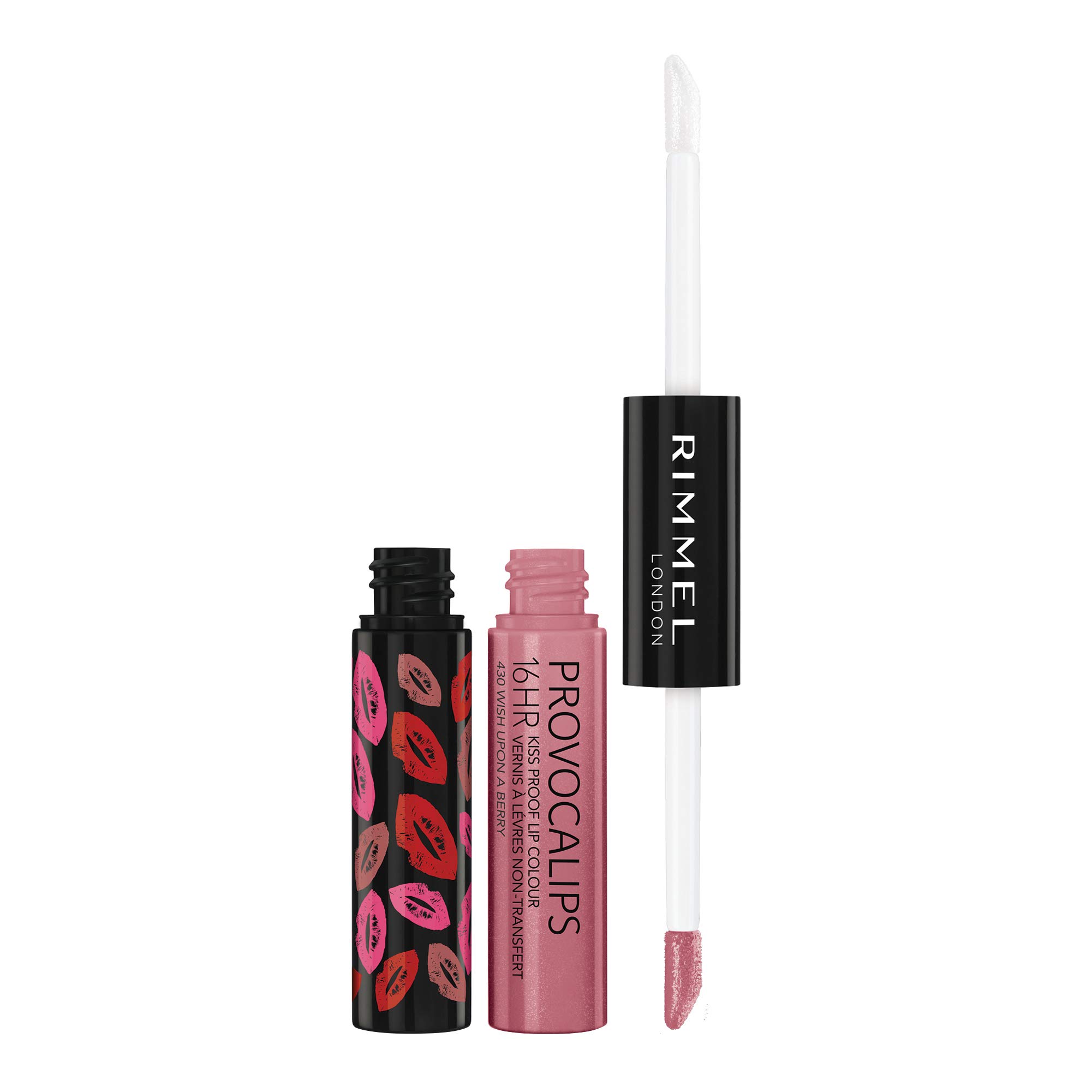 Rimmel London Provocalips 16hr Kiss-Proof Lip Color - Two-Step Liquid Lipstick to Lock in Color and Shine - 430 Wish Upon A Berry,. 14 fl. oz.