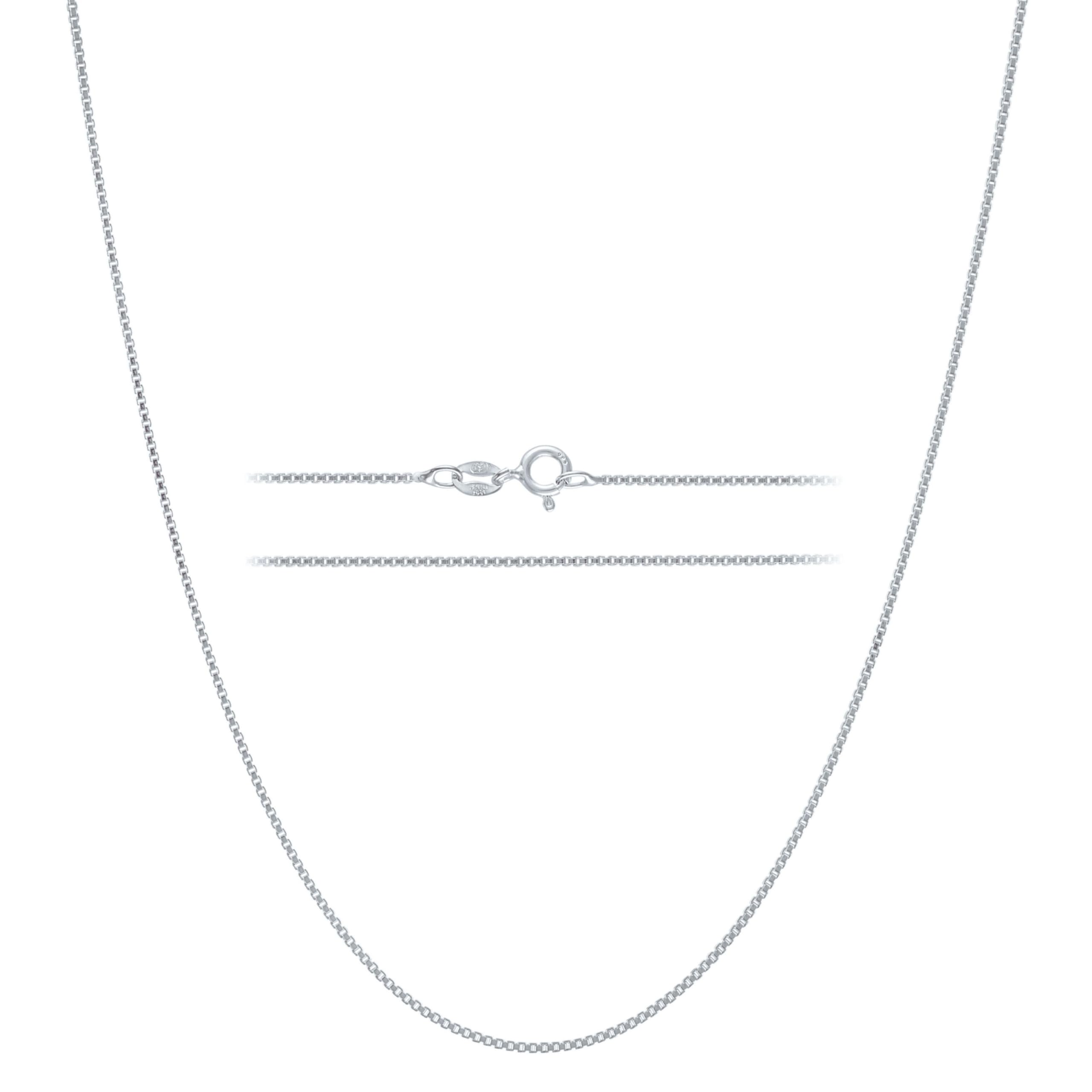 KISPER 925 Sterling Silver Box Chain Necklace for Women, 1mm Diamond Cut | Made in Italy, 14-30 inches, anti-tarnish, hypoallergenic, nickel-free, waterproof, spring ring clasp