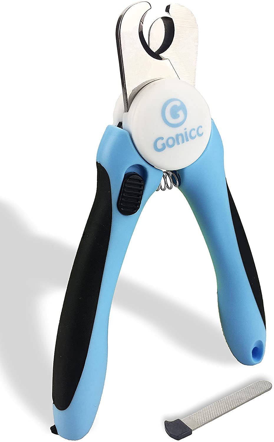 gonicc Cortauñas para Perros y Gatos - Con protector de seguridad para evitar cortes excesivos, lima de uñas gratuita, cuchilla afilada - Herramienta de aseo profesional para mascotas (para perros grandes y medianos)
