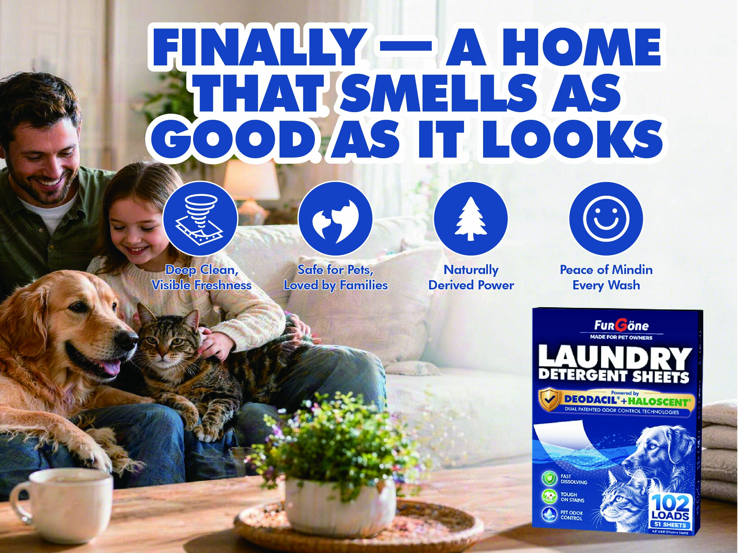 FURGONE HAIR REMOVAL LAUNDRY DETERGENT SHEET, 102 LOADS
