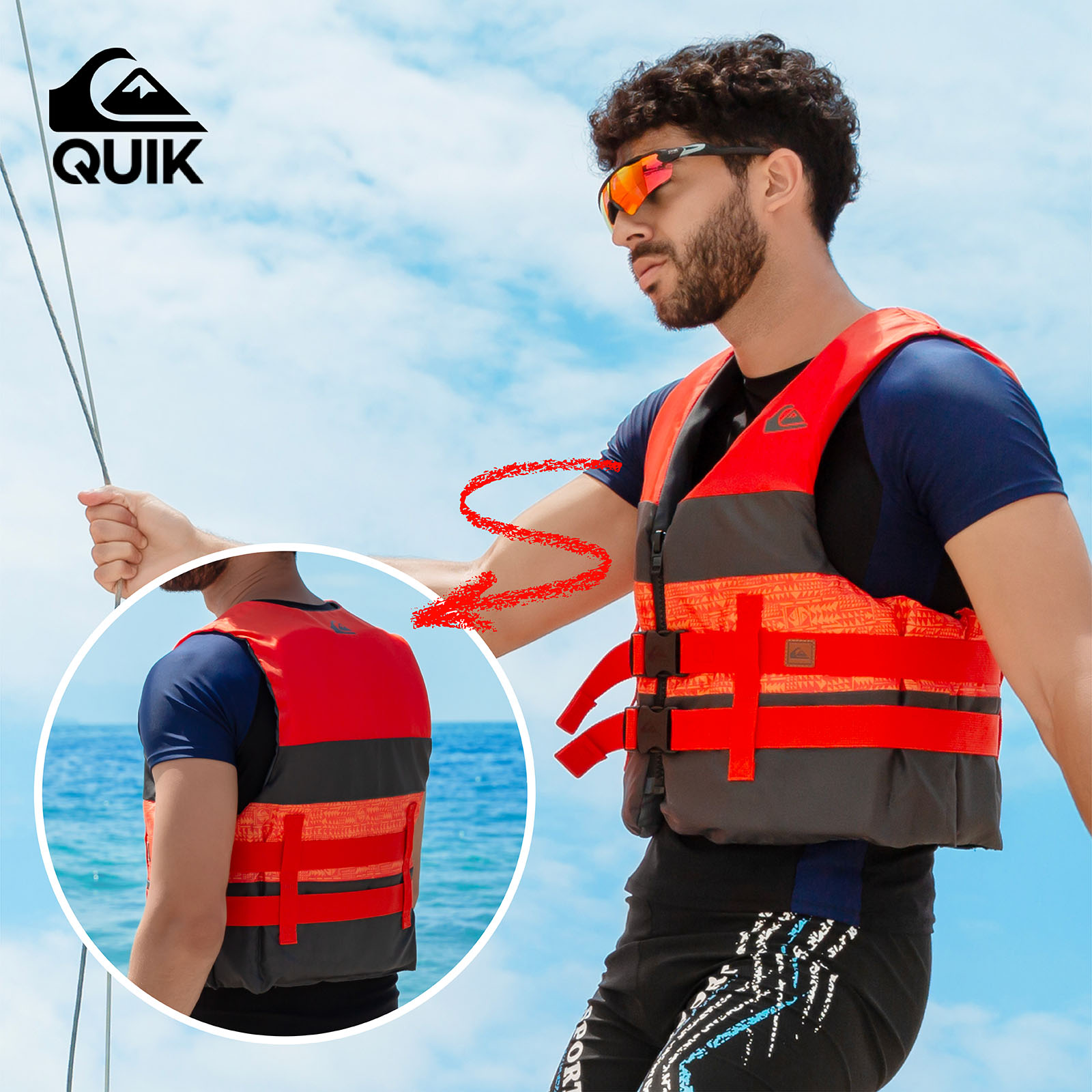 QUIKSILVER QS25250 Men's OG Duraweave Life Vest S | Men's Water Sports Flotation Vest for Boating, Surfing & Kayaking detail image 2