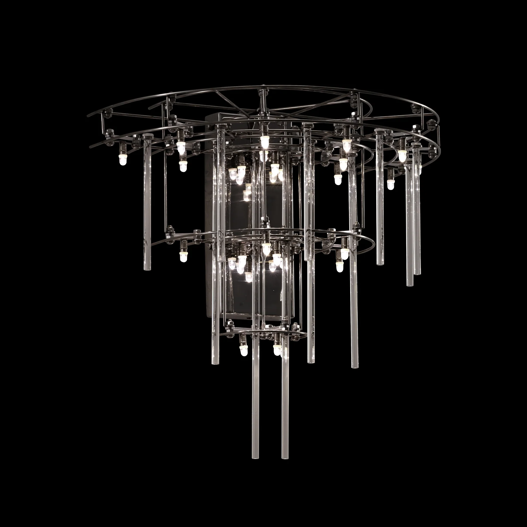 Moorizon Stardust D14/D19-Inch Polished Nickel Stainless Steel Glass Rod Wall Sconce, E10 Mini LED, Hardwired Dimmable, for Entryways, Hallways, Stairs, Mirror Sides, Hotels & Commercial Spaces detail image 7