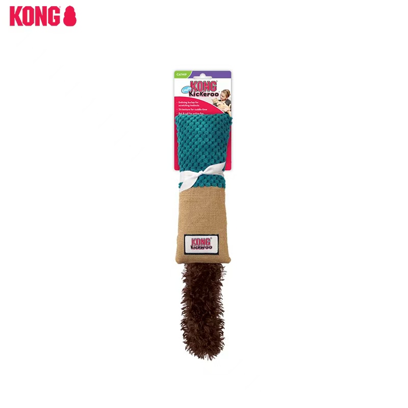 KONG Chenille Pillow Cat Toy — Built-in Catnip & Crinkle Paper, Kicking/Biting Tail Toy for Lively Interactive Play