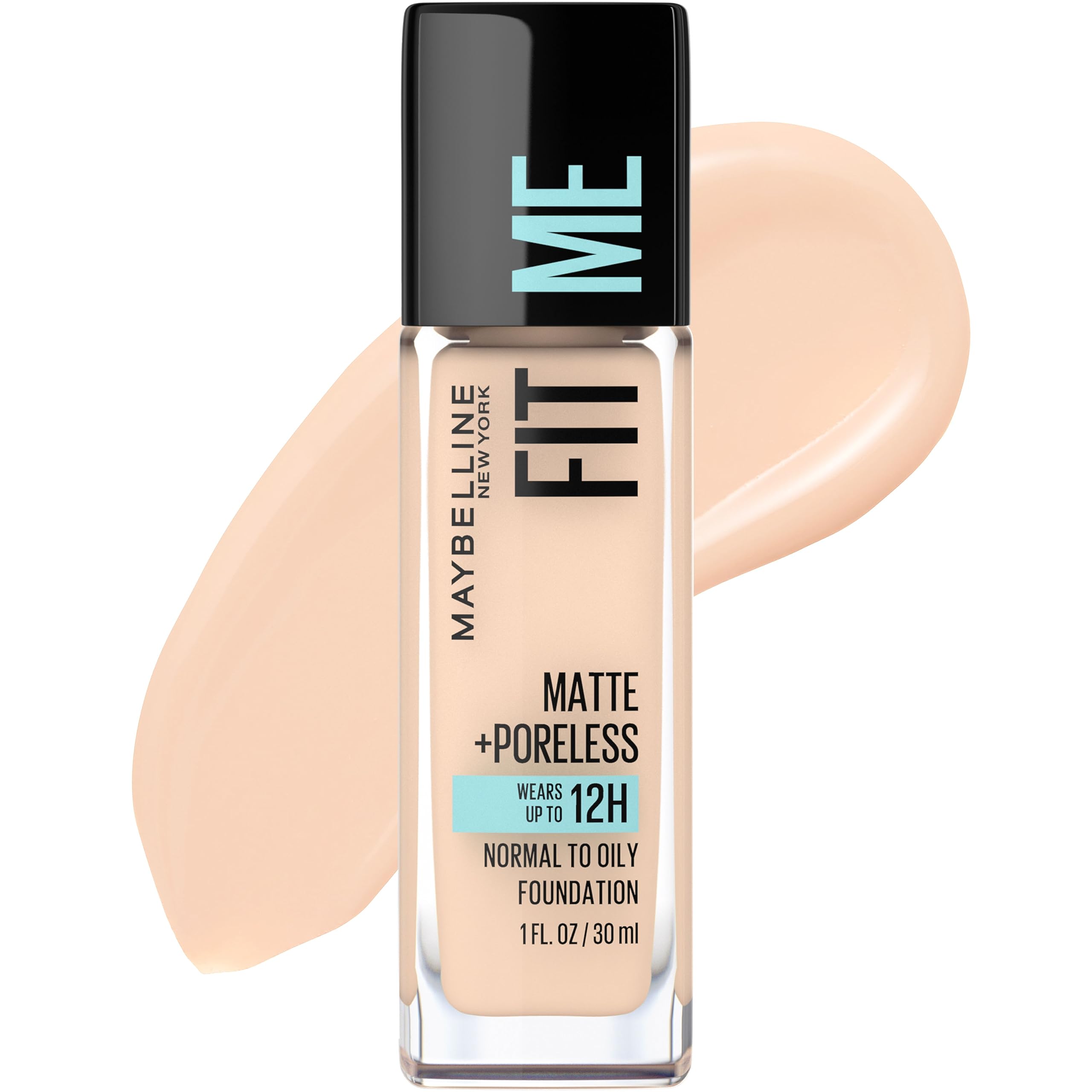 Maybelline Fit Me Matte + Poreless Liquid Foundation, Natural Ivory, 1 Count