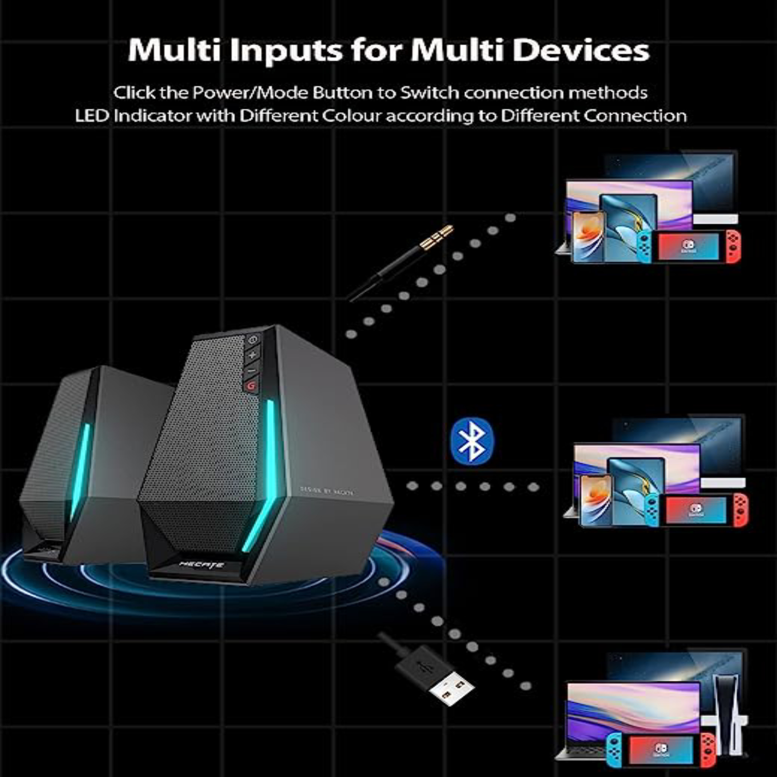 Edifier G1500 Gaming PC Speakers Bluetooth 5.3 RGB Lighting USB Desktop Speakers Immersive Stereo detail image 5